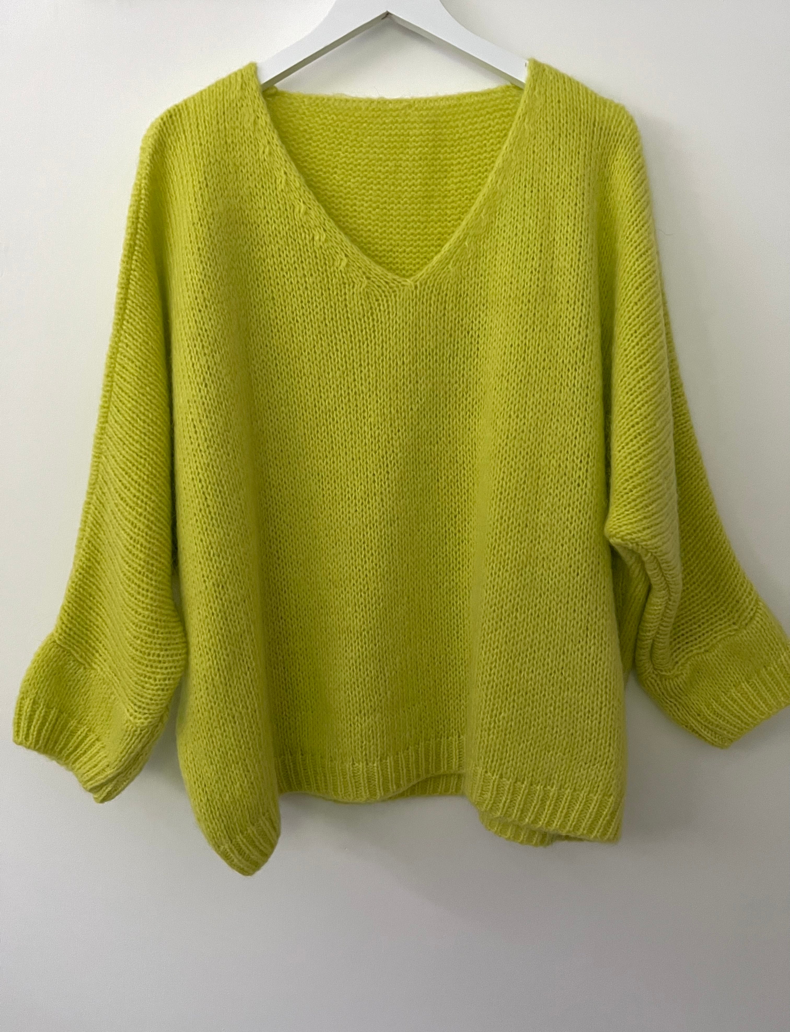 V Neck Jumper in Lime Sorbet