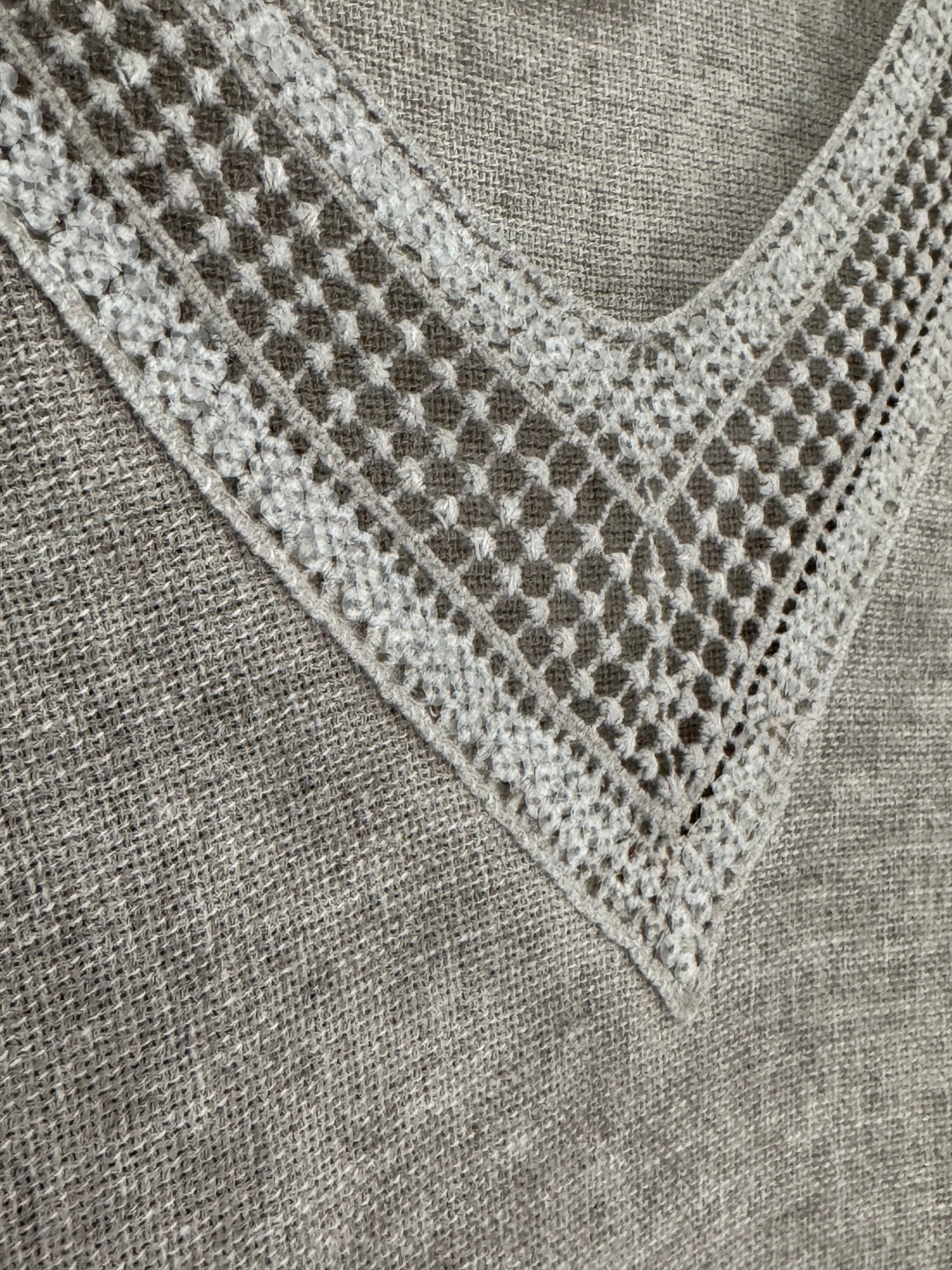 Linen & Cotton Top with Sequin Detail in Mocha