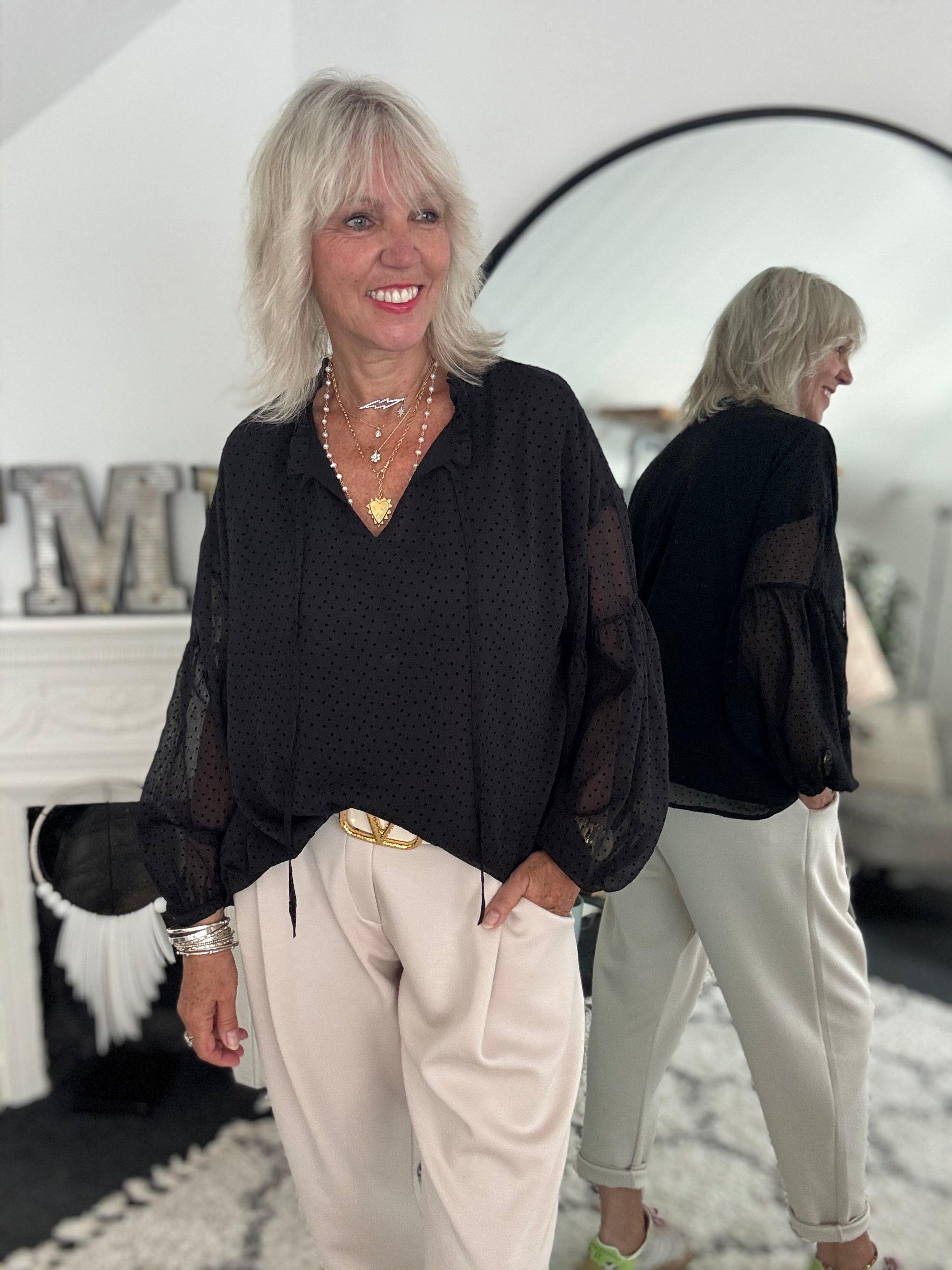 Polkadot Blouse in Black