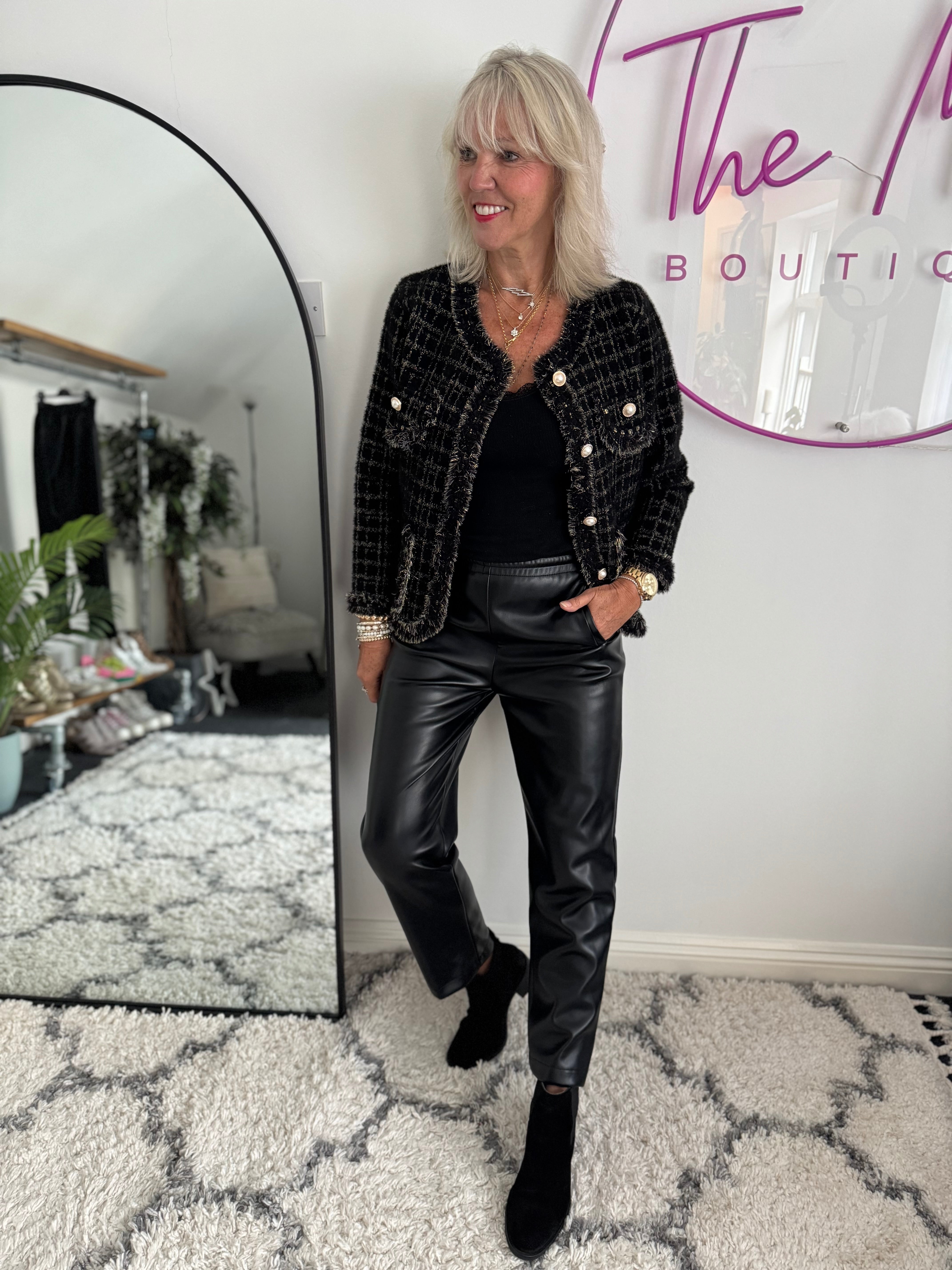 Luxe Vegan Leather Trousers in Black