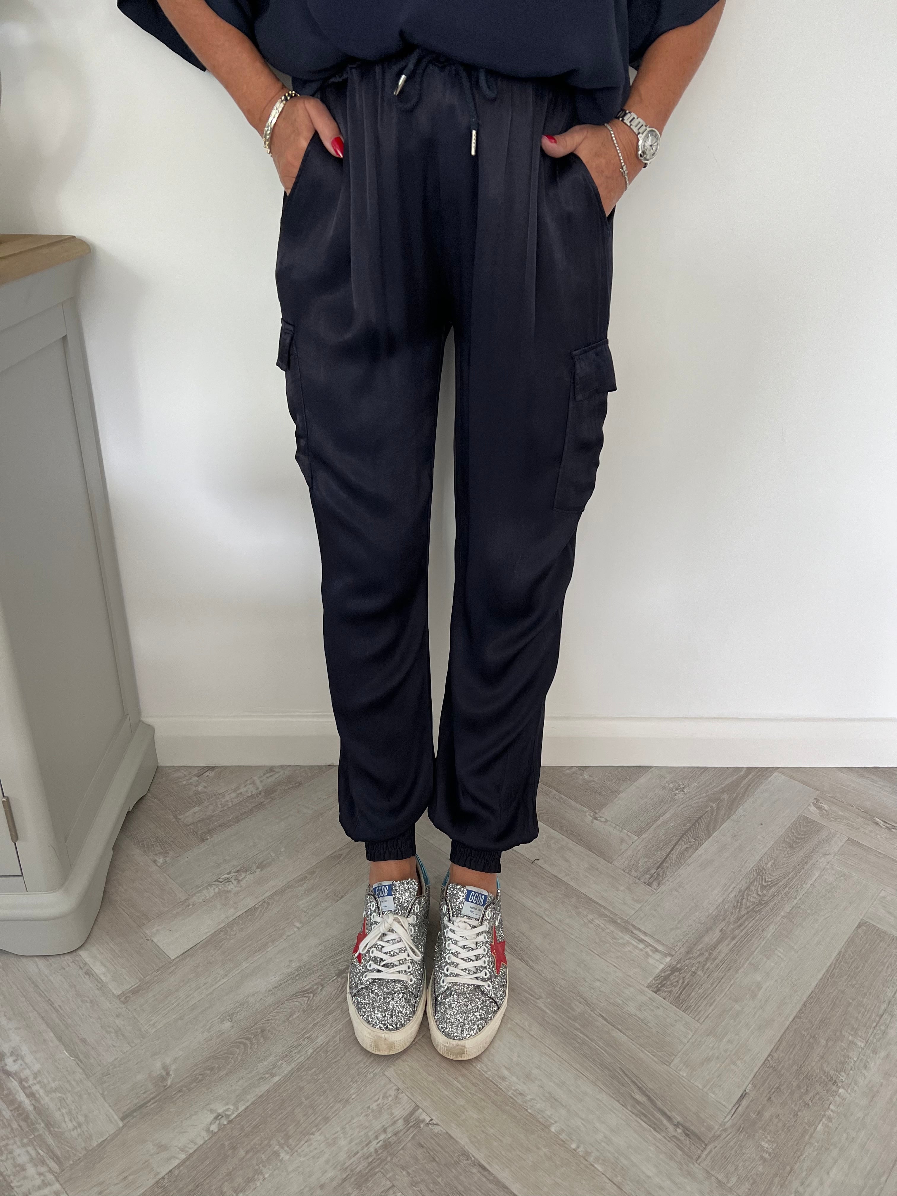 Silky Cargo Joggers in Ink