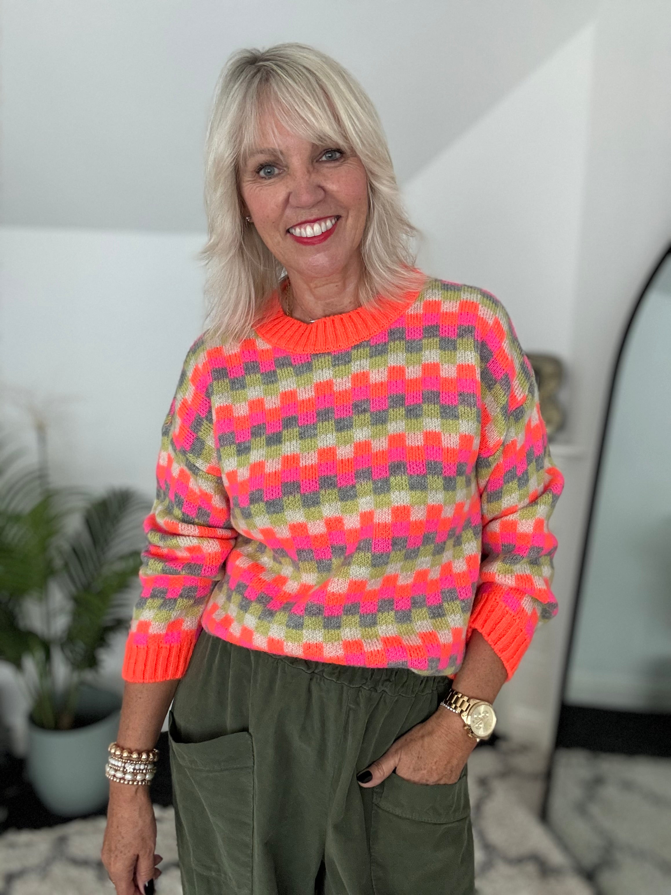 Luxe Checker Jumper in Brights