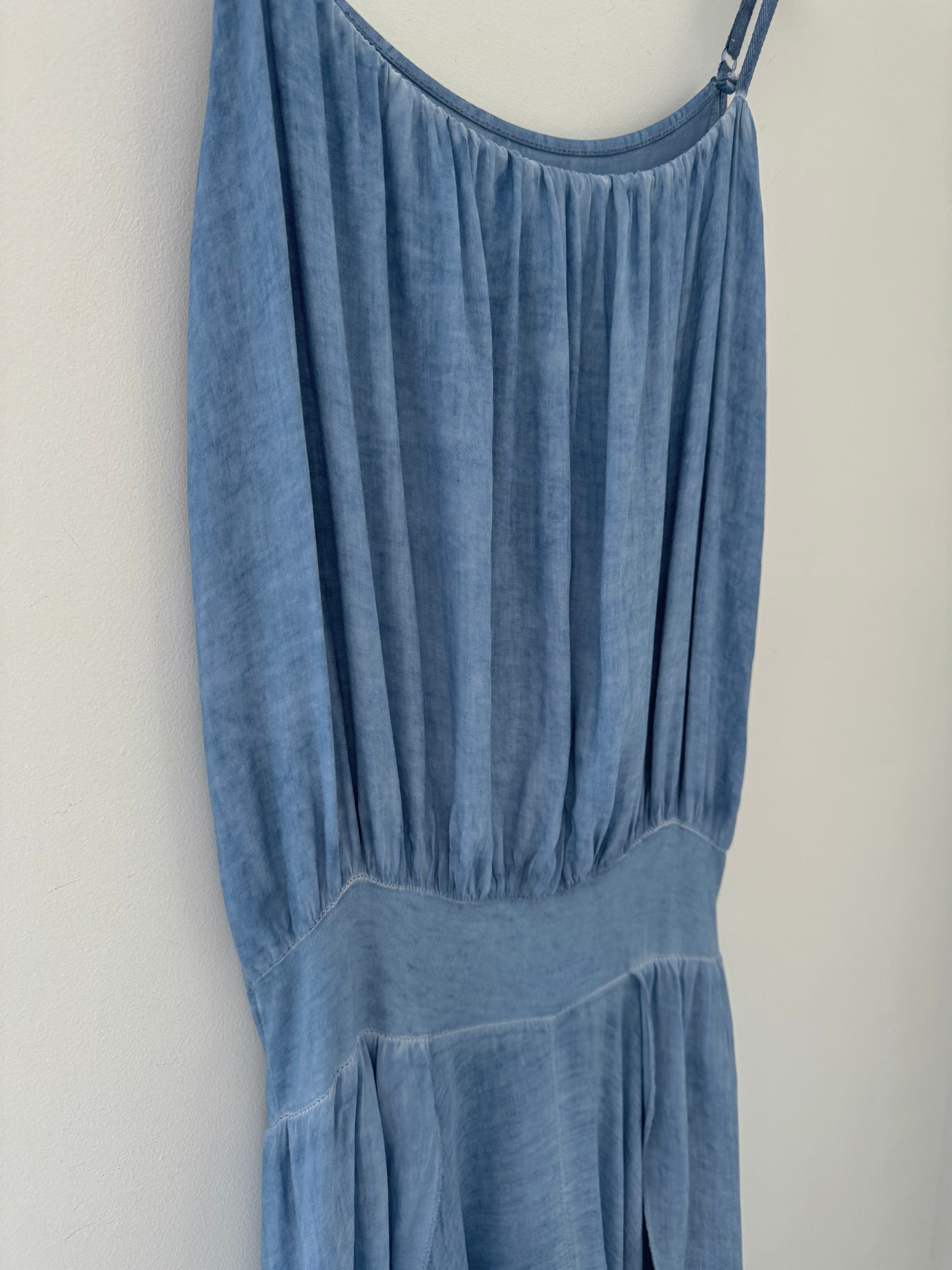 Split Leg Jumpsuit in Vintage Blue