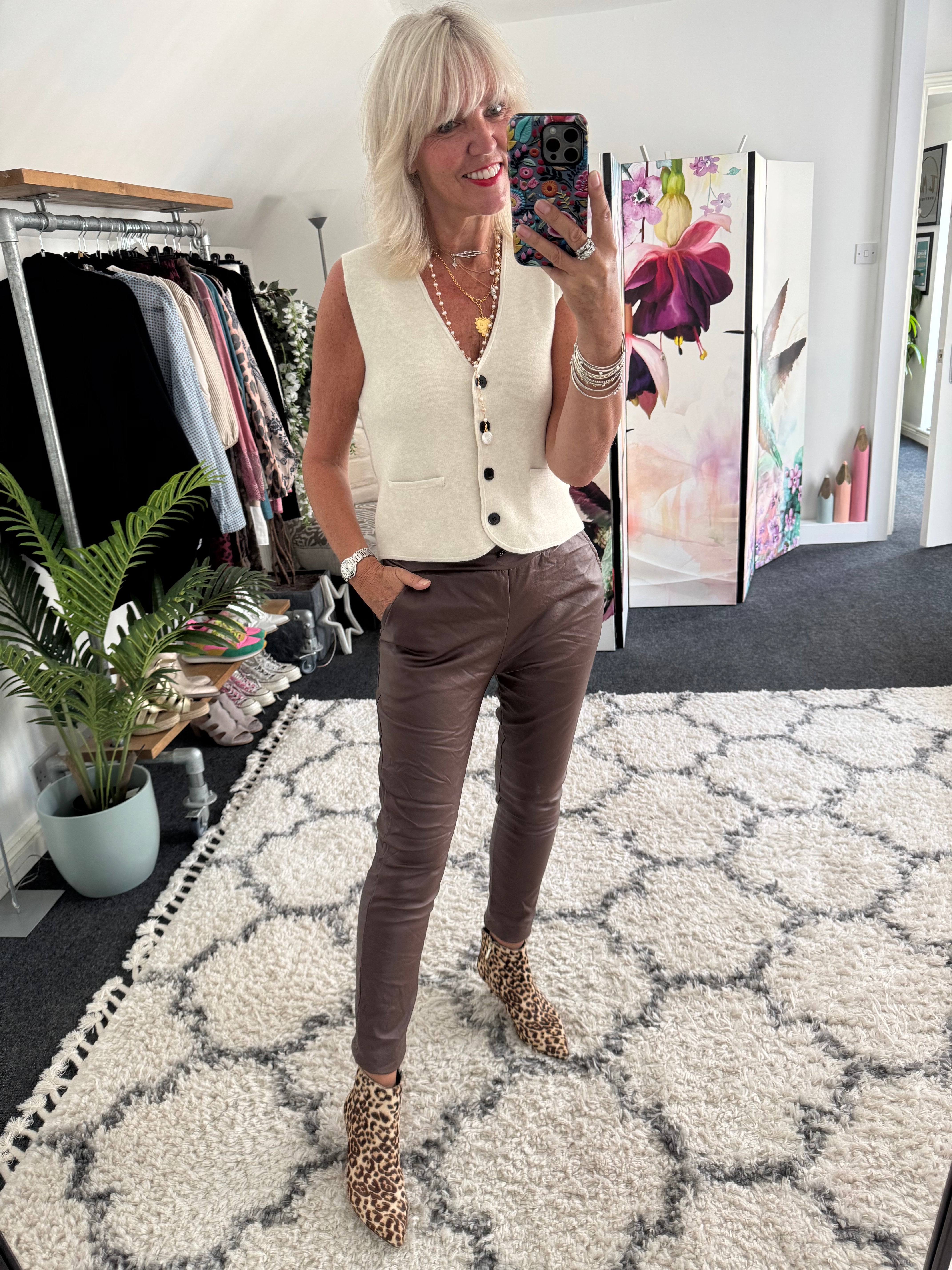 Knitted Waistcoat in Ecru