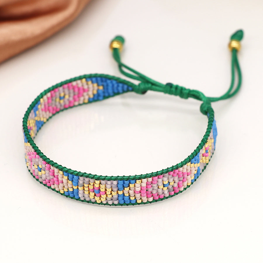 Friendship Bead Bracelet in Blues & Pinks