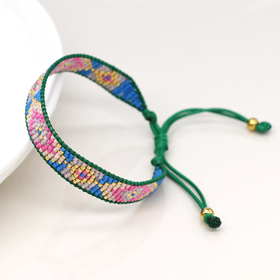 Friendship Bead Bracelet in Blues & Pinks