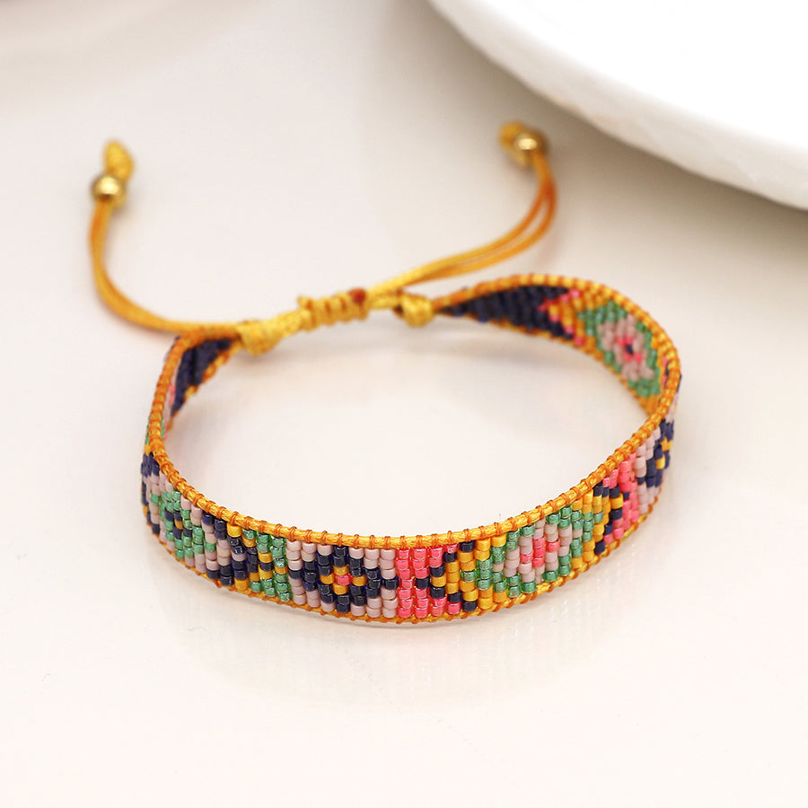 Friendship Bead Bracelet in Yellow & Pink