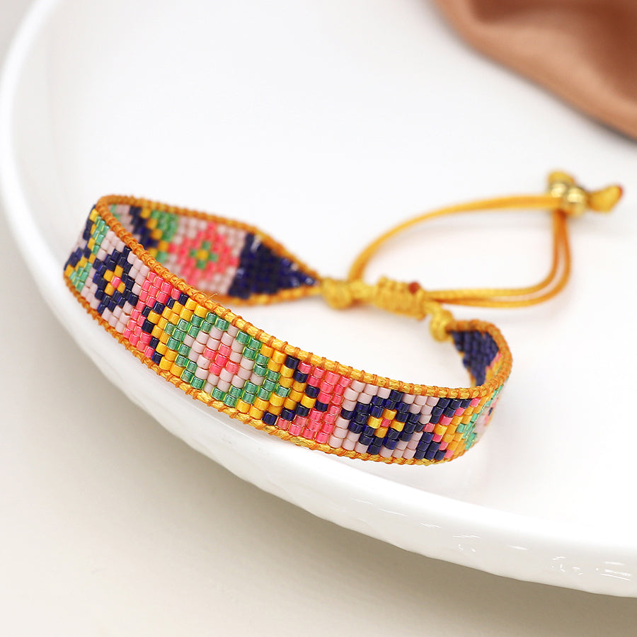 Friendship Bead Bracelet in Yellow & Pink