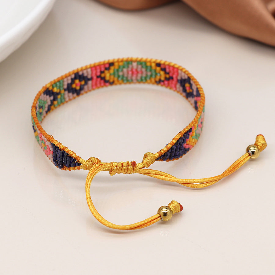 Friendship Bead Bracelet in Yellow & Pink