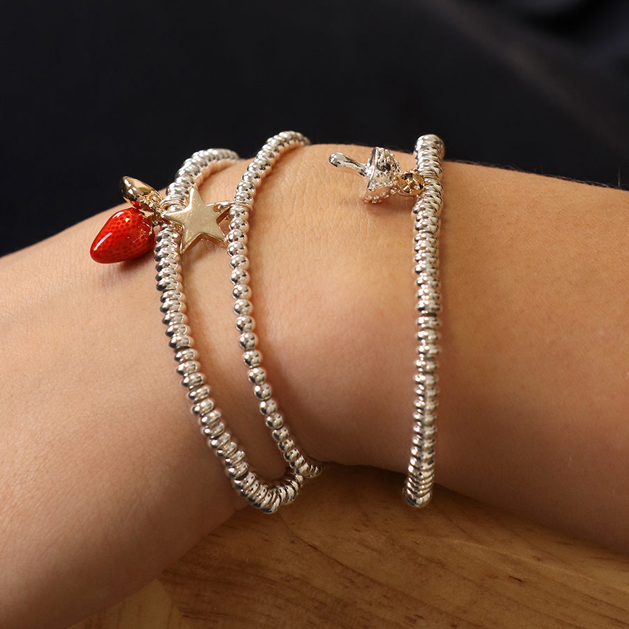 Silver Bead Bracelet with Gold Star