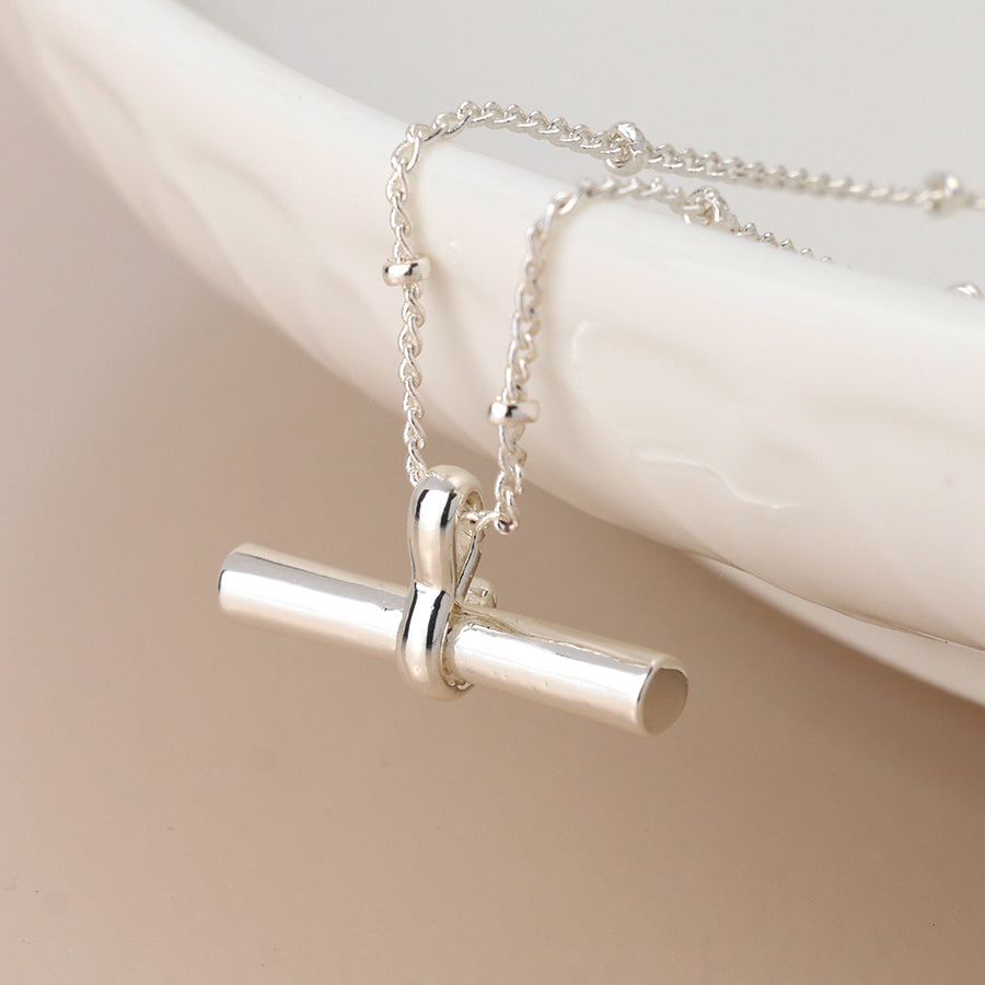 Silver Chain & T-Bar Necklace