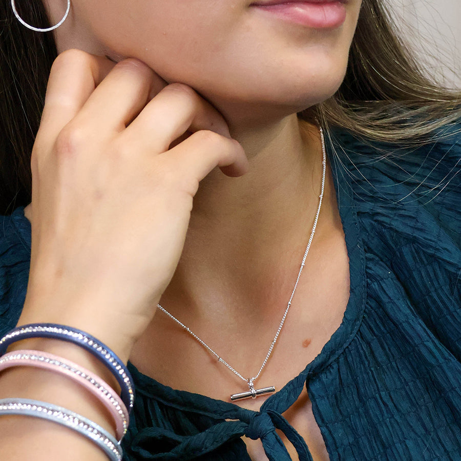 Silver Chain & T-Bar Necklace