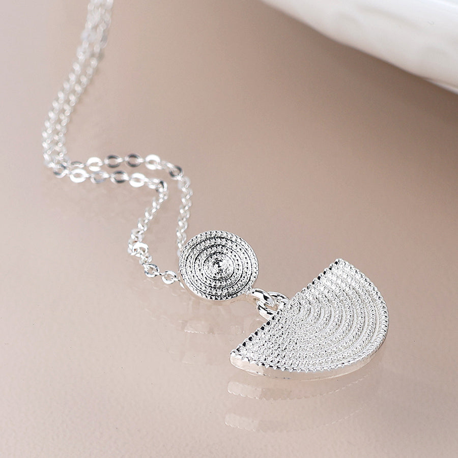 Silver Disc and Half Moon Necklace