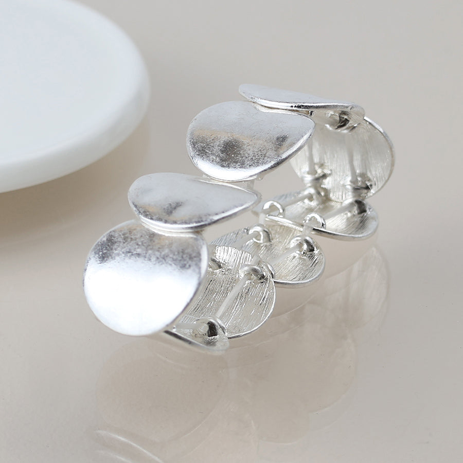 Matt Silver Stretch Disc Bracelet