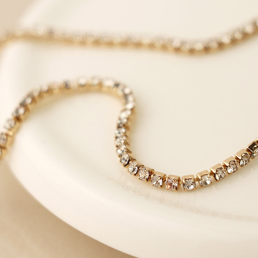 Fine Gold & Diamonte Tennis Necklace