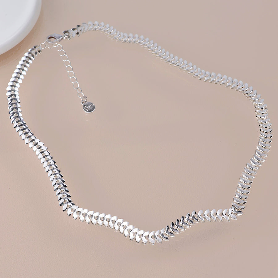 Silver Chevron Chain Necklace