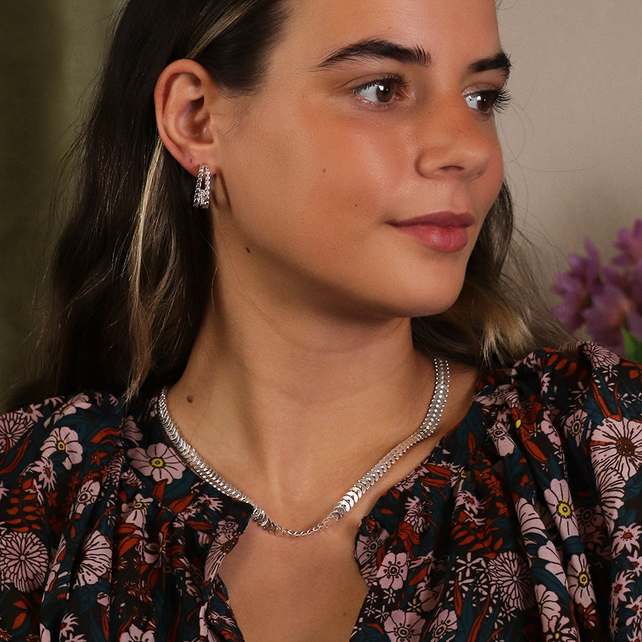Silver Chevron Chain Necklace