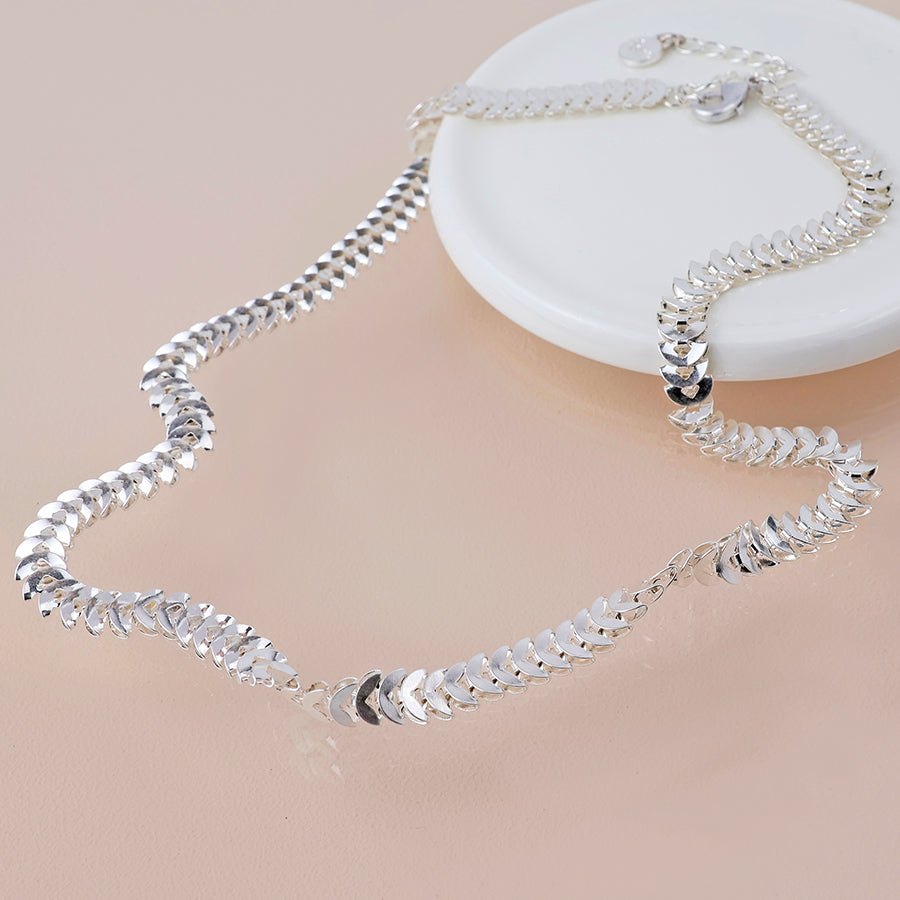 Silver Chevron Chain Necklace