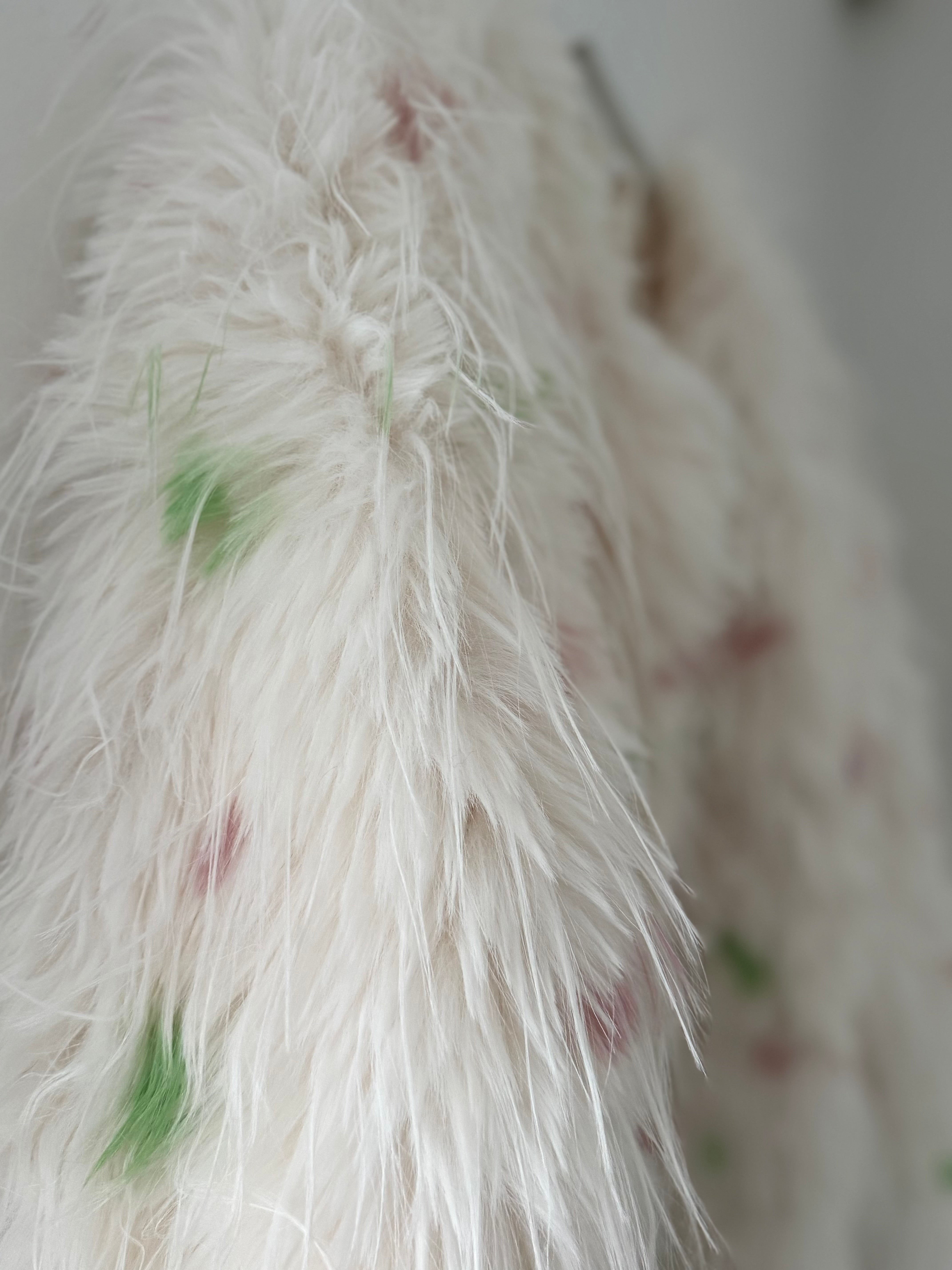Faux Fur Spot Jacket in Pink & Green