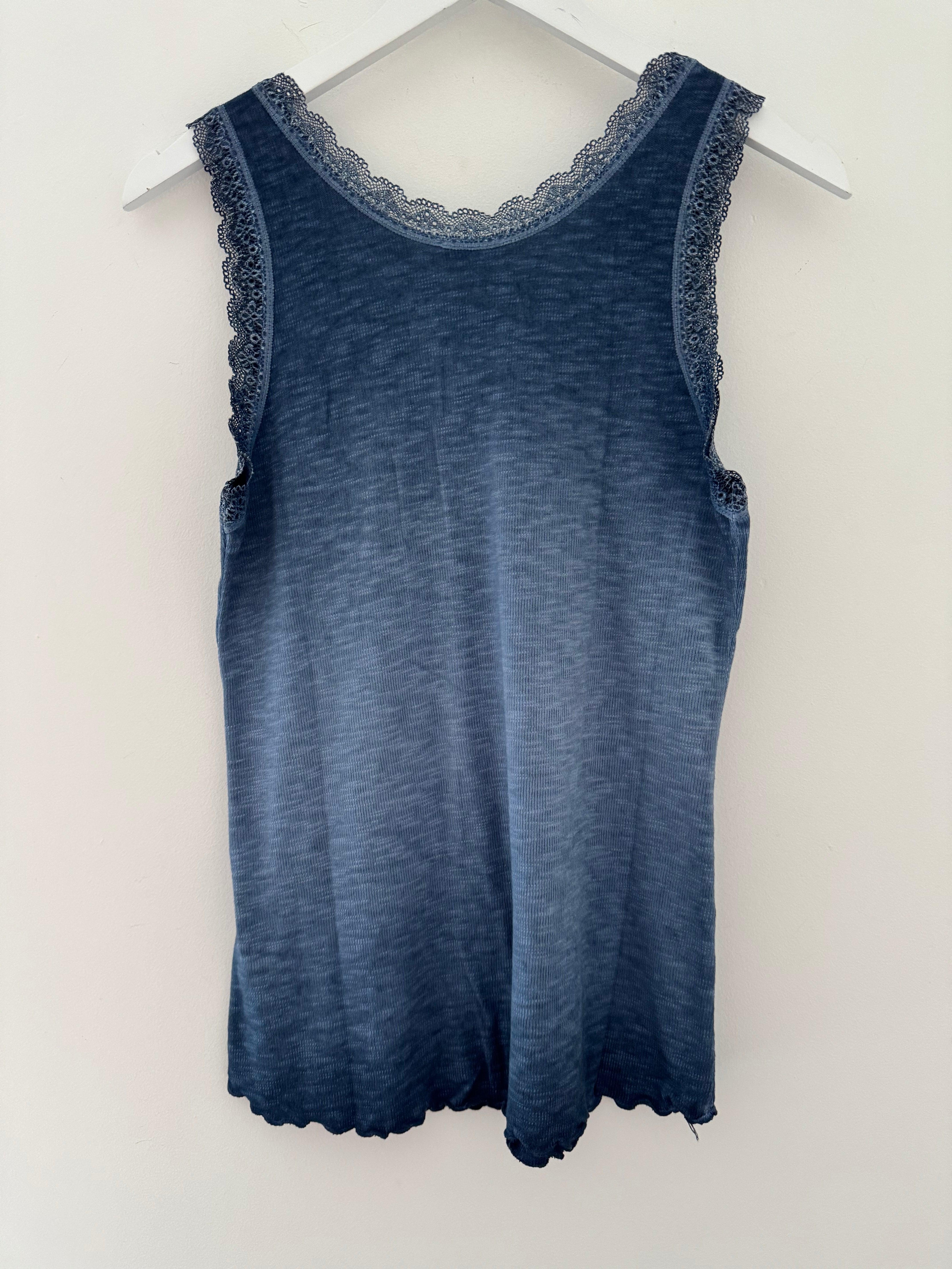 Luxe Ribbed Vest in Vintage Denim