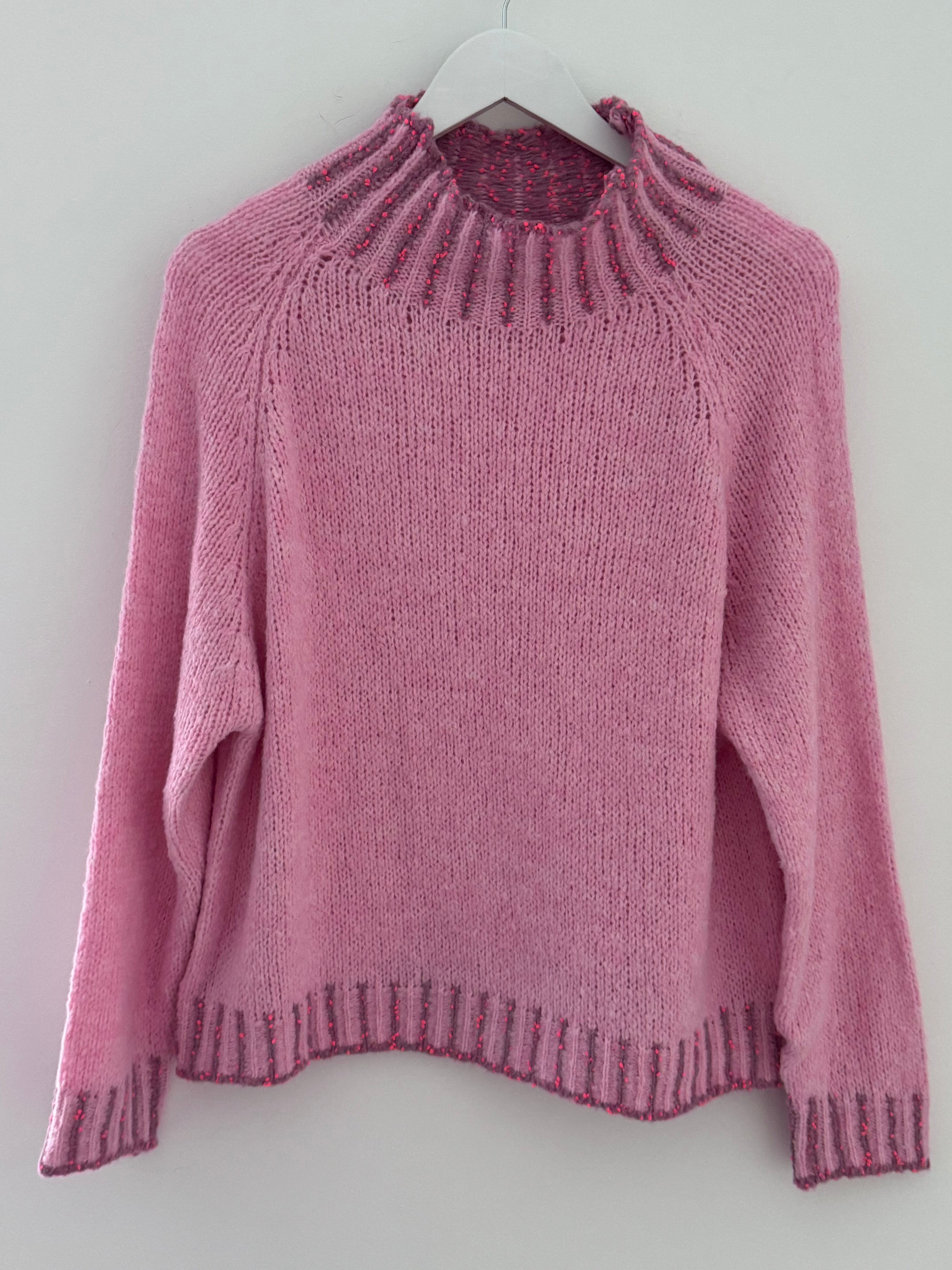 Stunning Funnel Neck Jumper in Pink