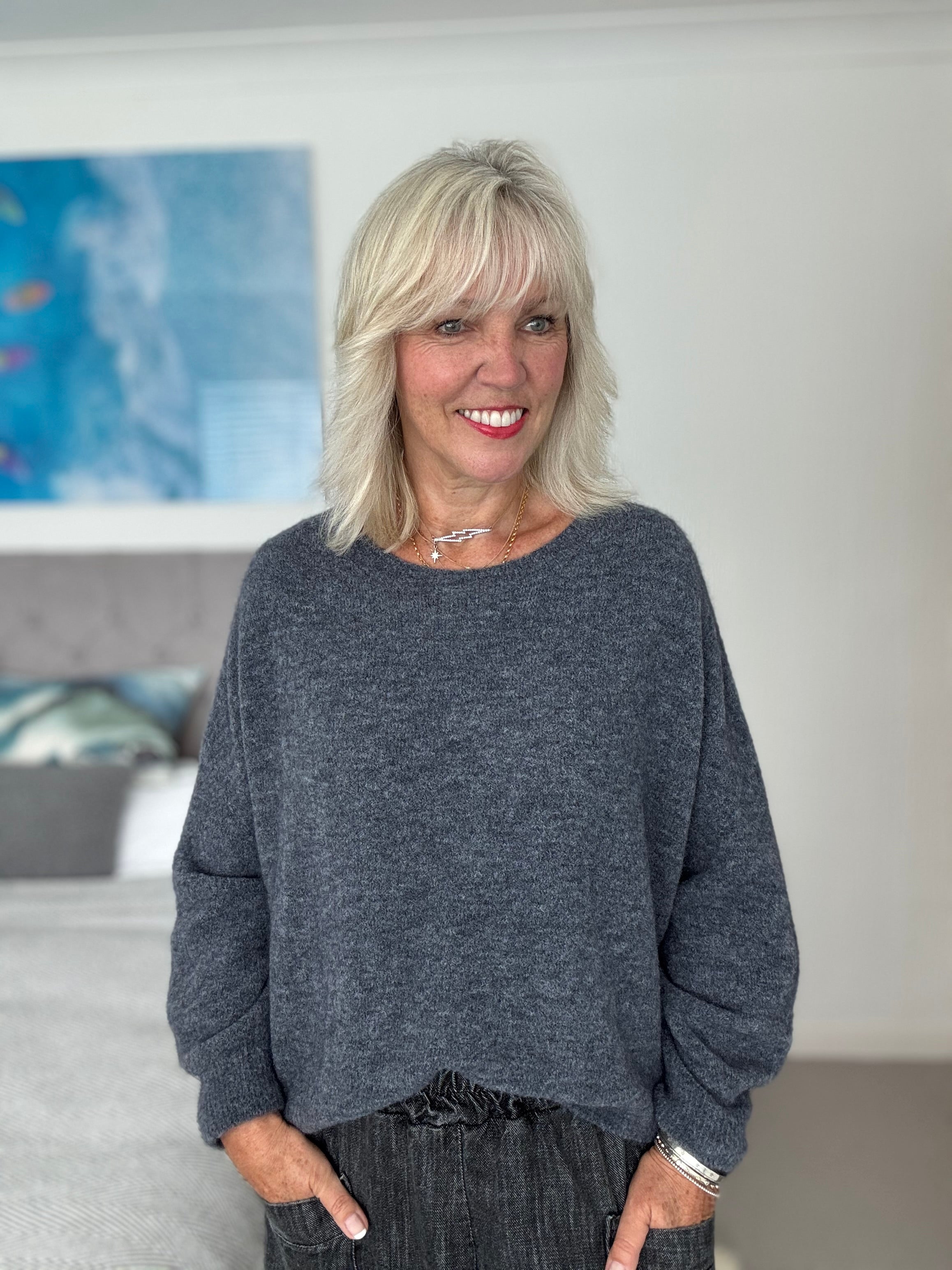 Luxe Slouchy Alpaca Jumper in Charcoal