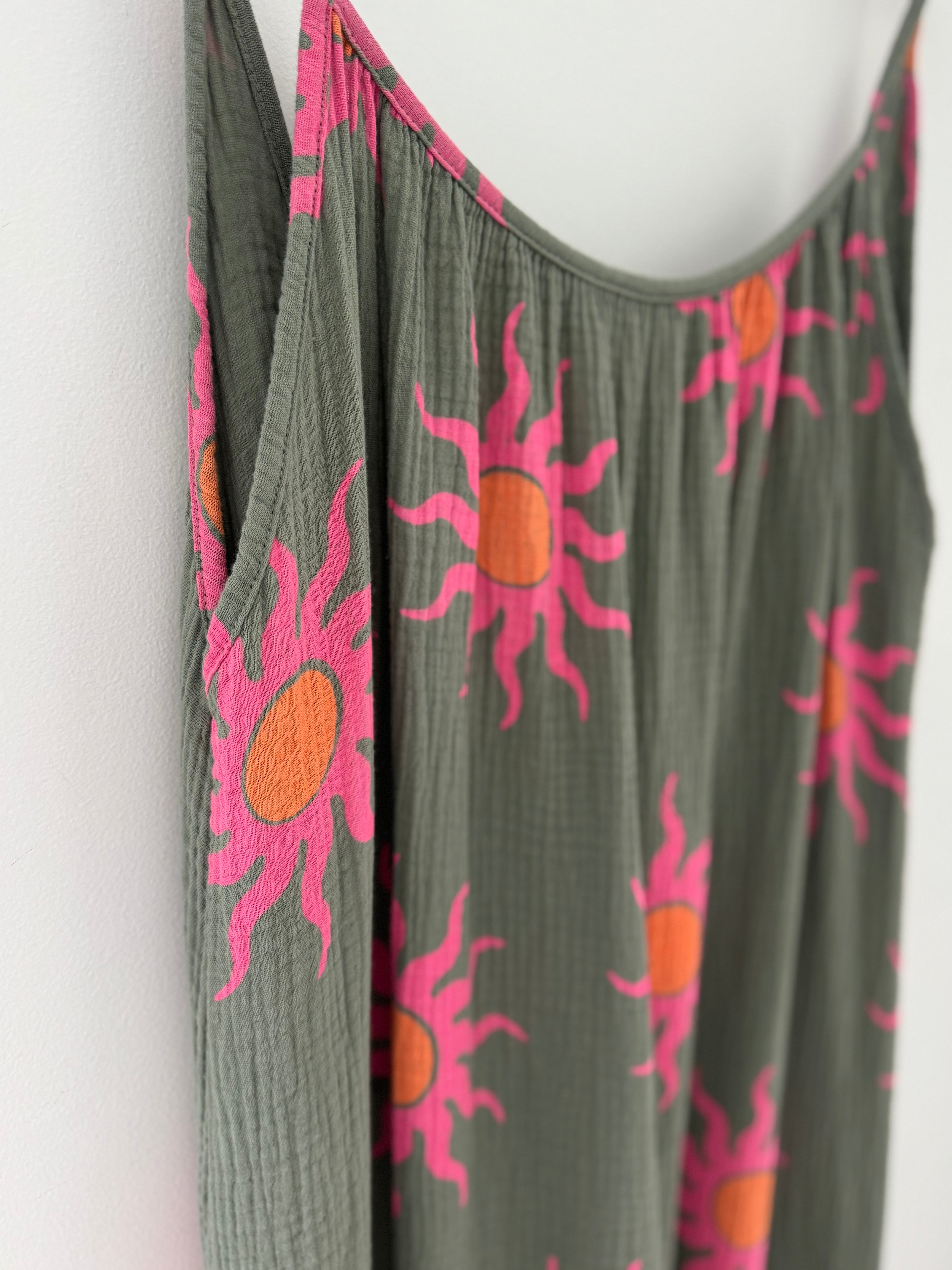 Blazing Sun Cheesecloth Dress in Khaki