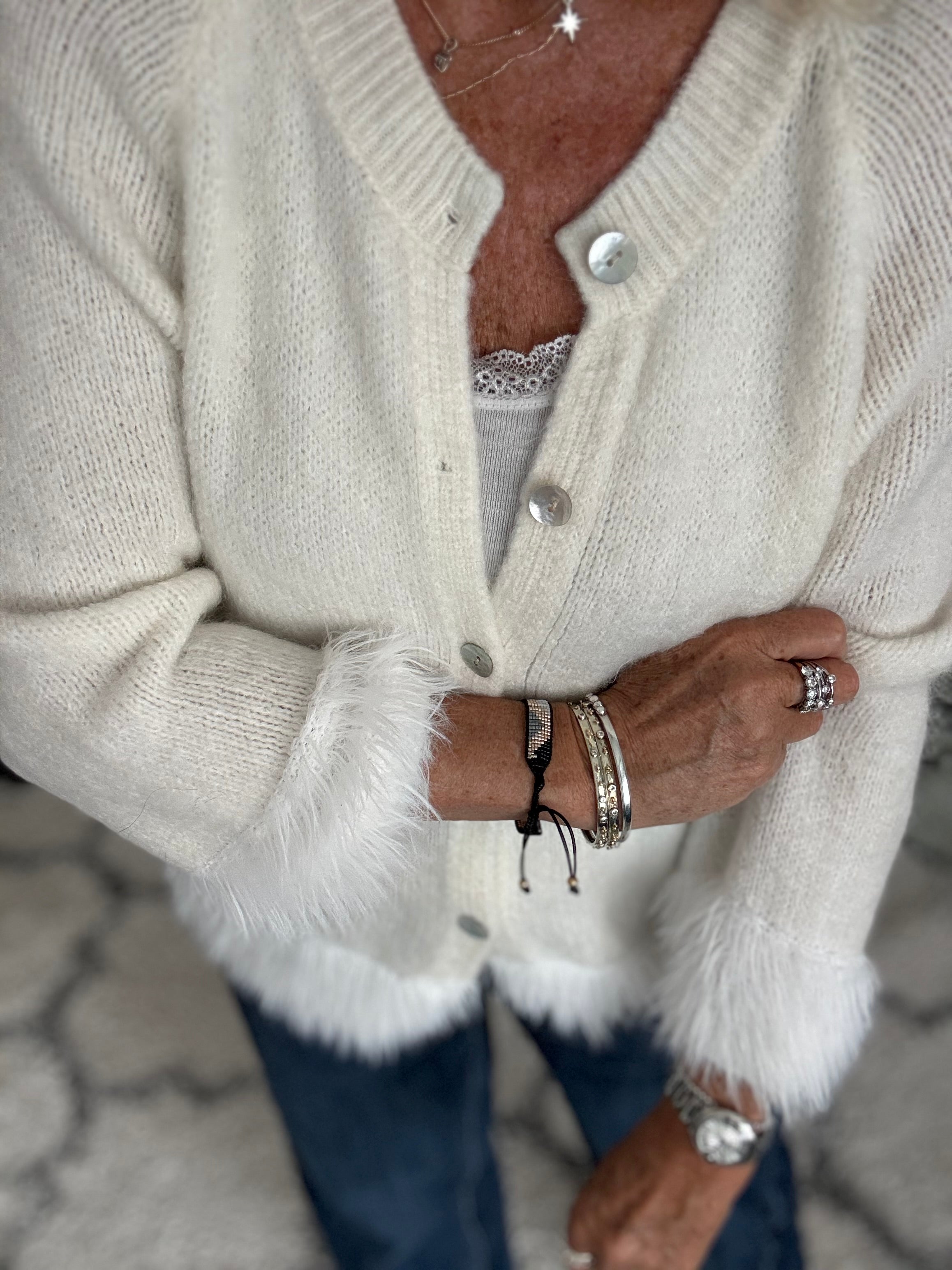 Luxe Fringe Cardigan in Ivory