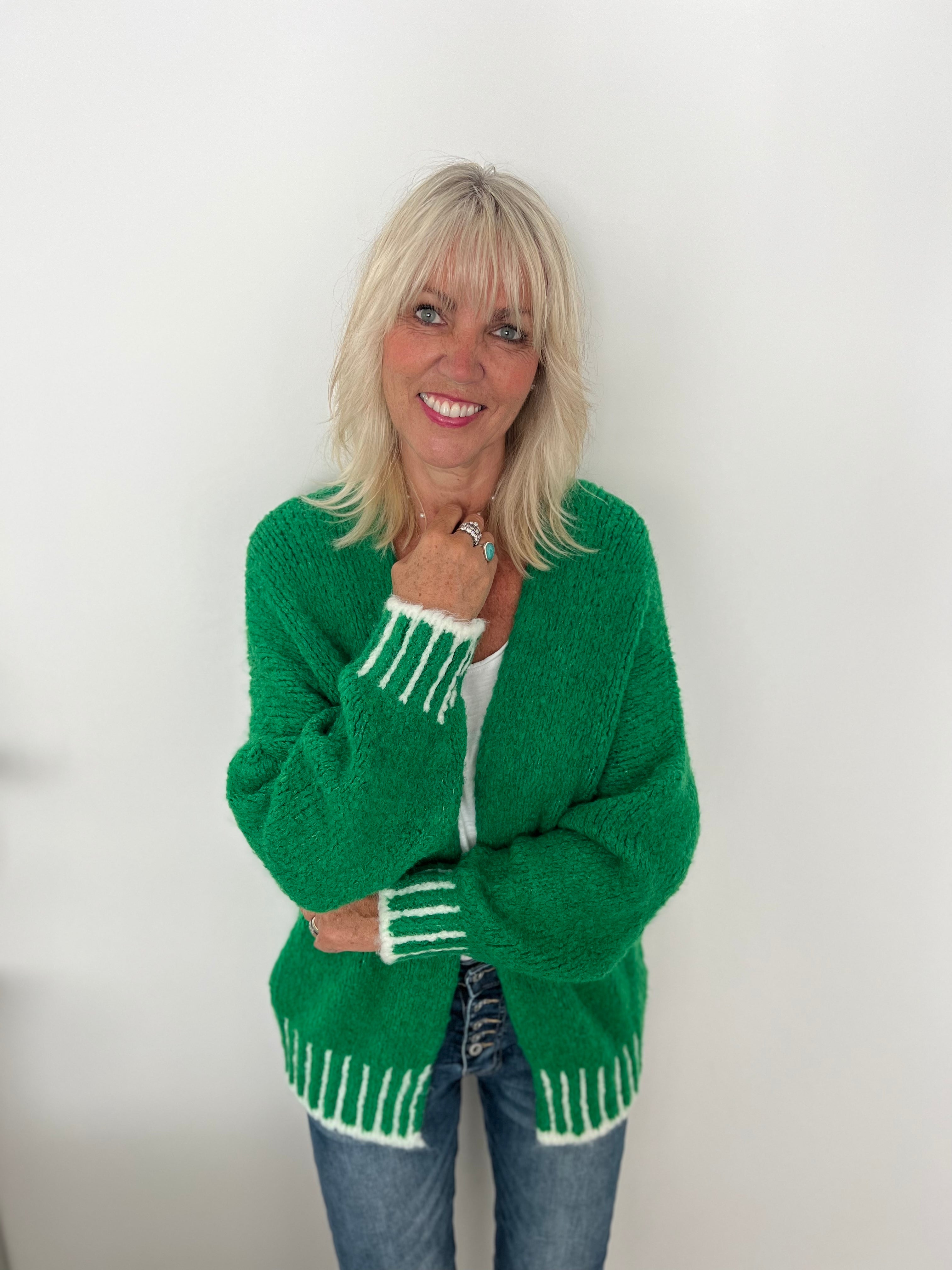 Stunning Cardi in Emerald & White