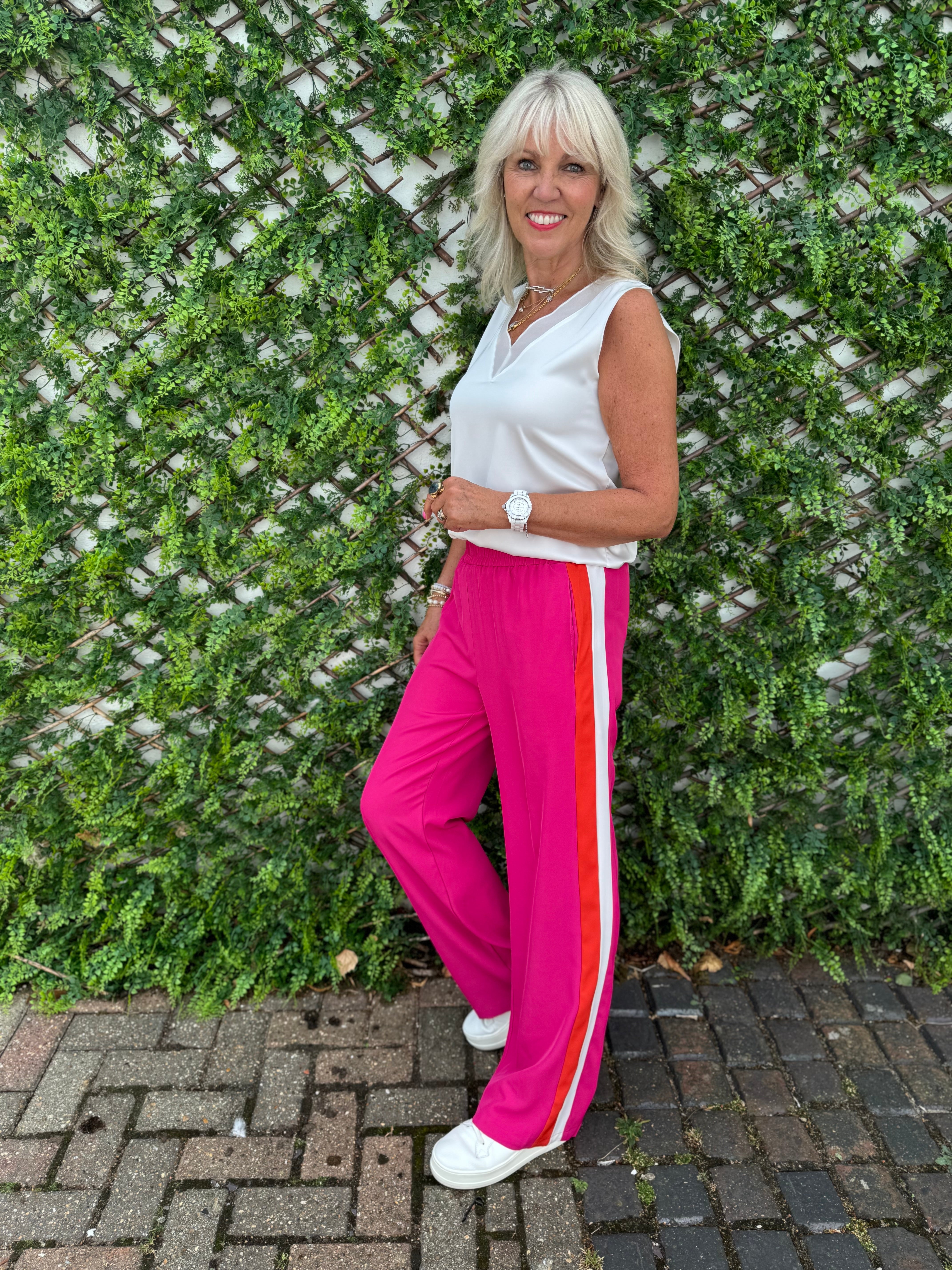 Luxe Crepe Trousers in Pink & Orange