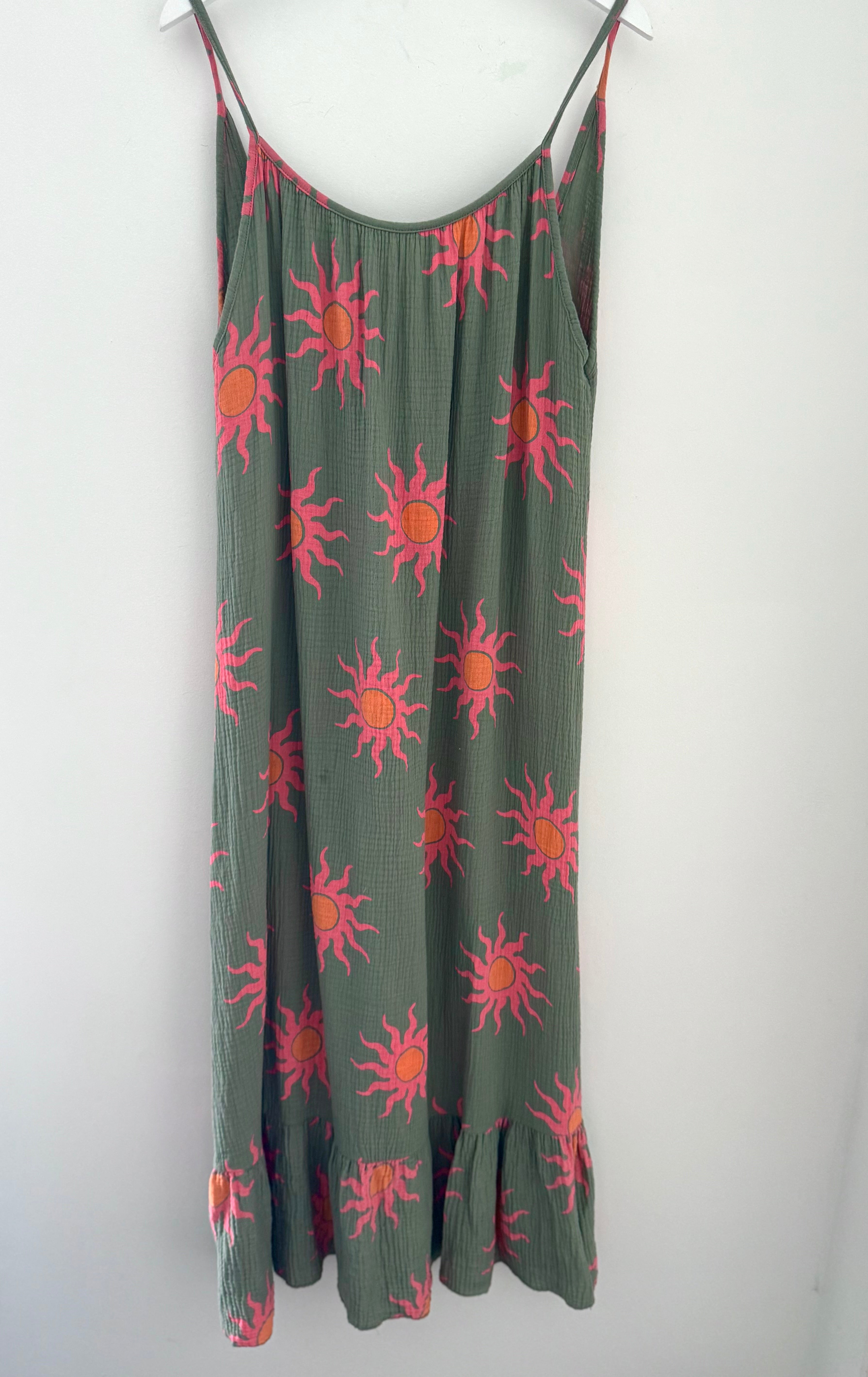 Blazing Sun Cheesecloth Dress in Khaki