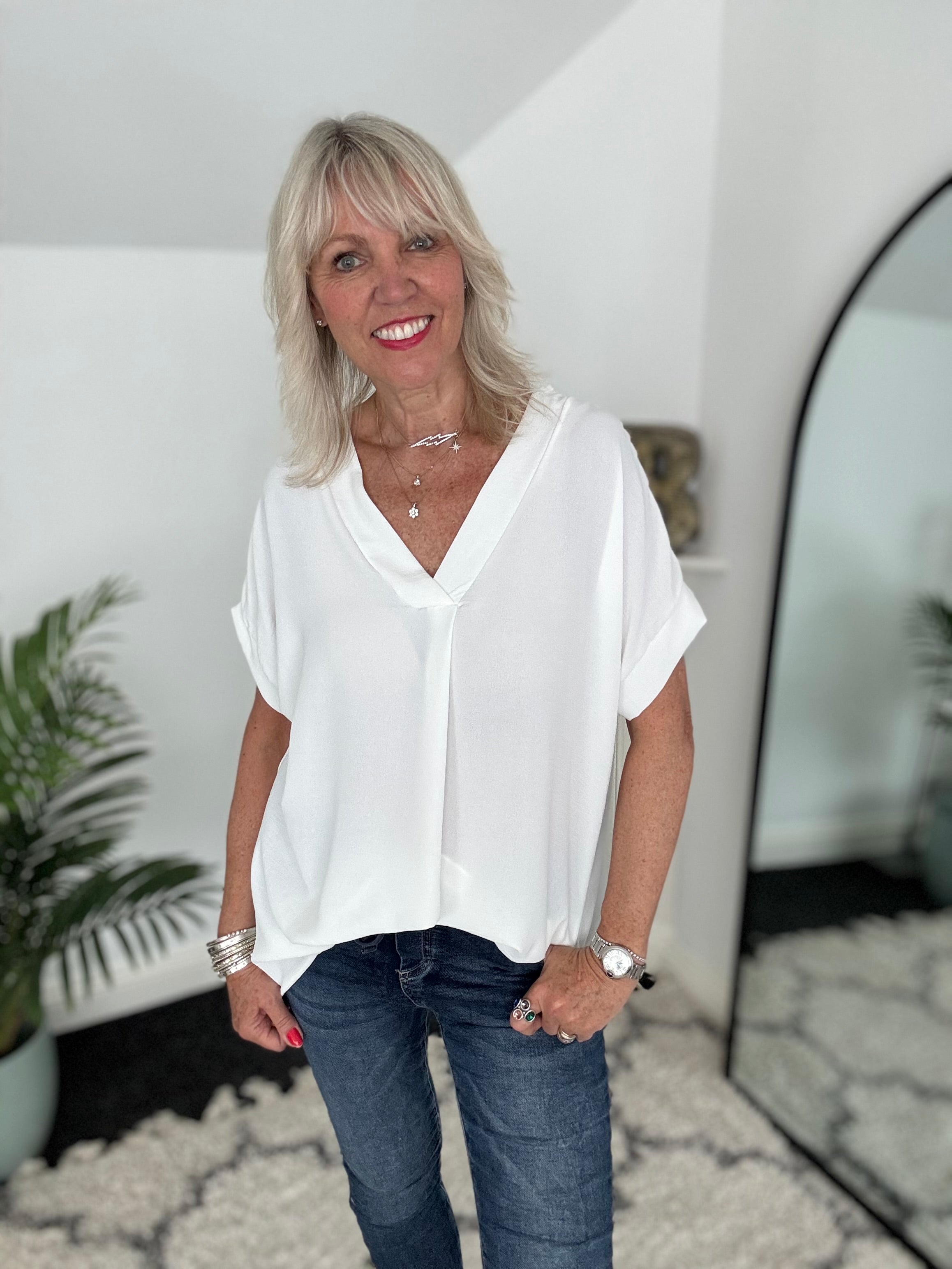 Simple Crepe Top in Ivory