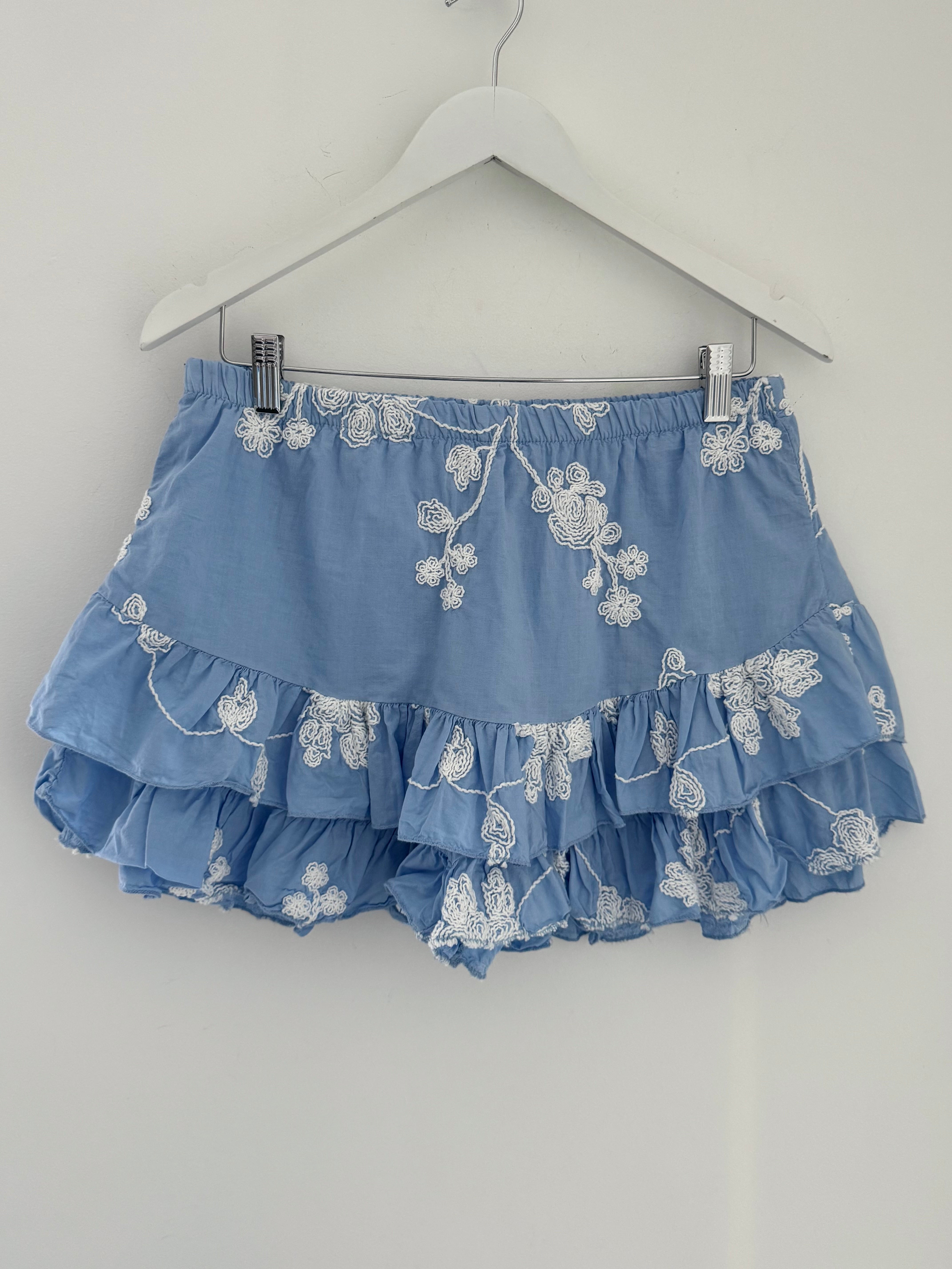 Luxe Embroidered Blouse & Rara in Blue