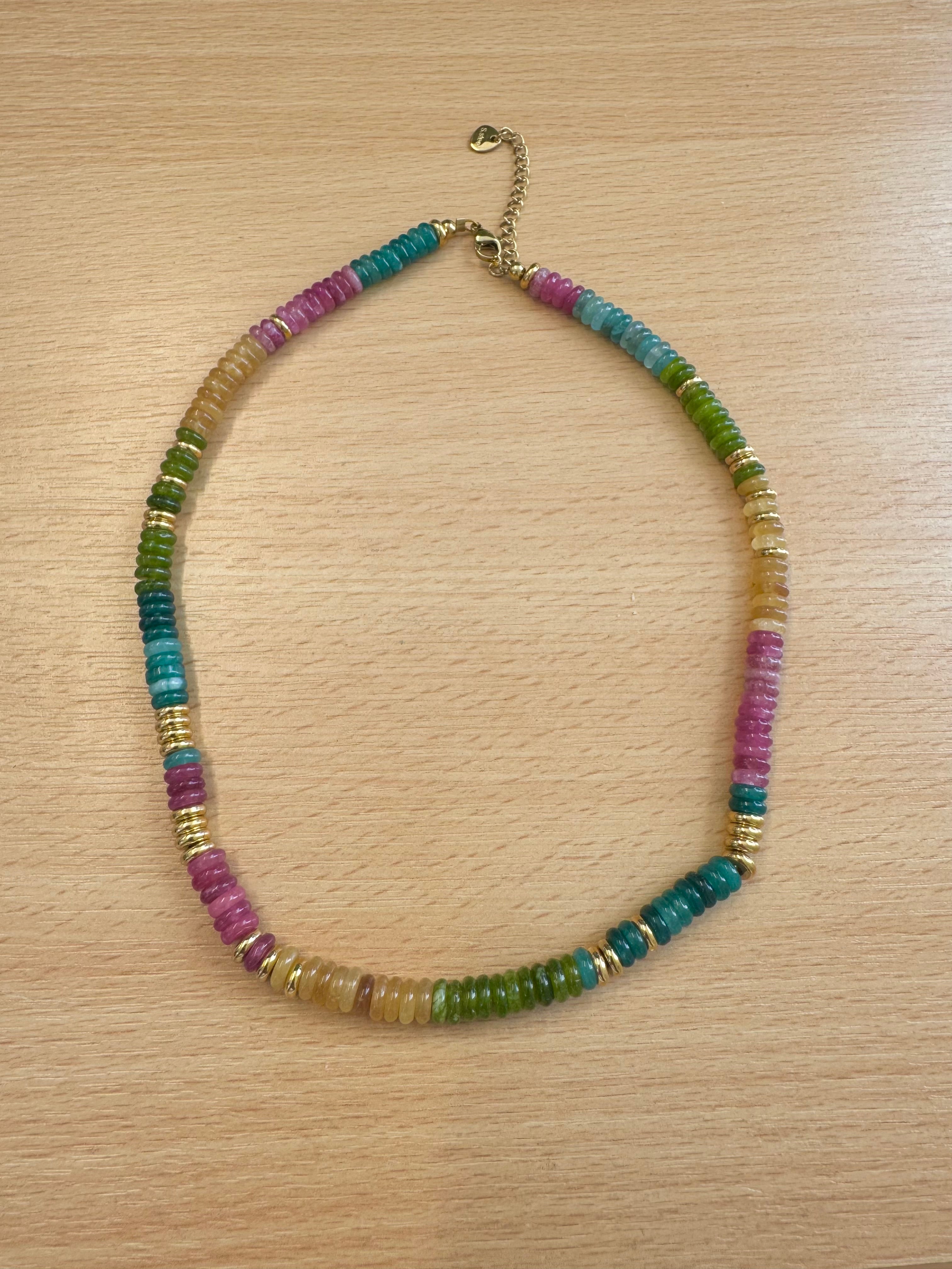 Semi Precious Rainbow Bead Necklace