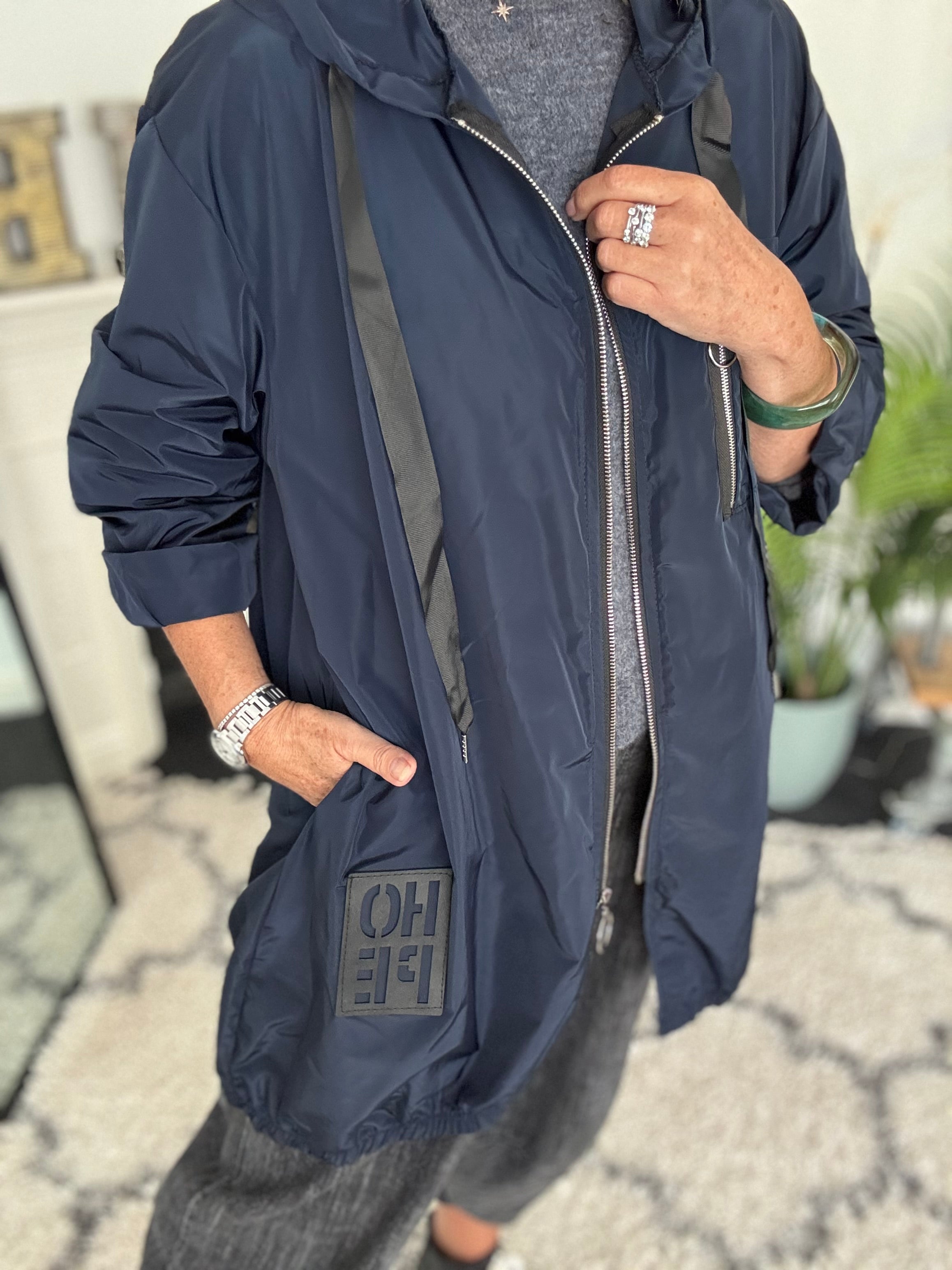 Hooded Zipped Parka in Navy