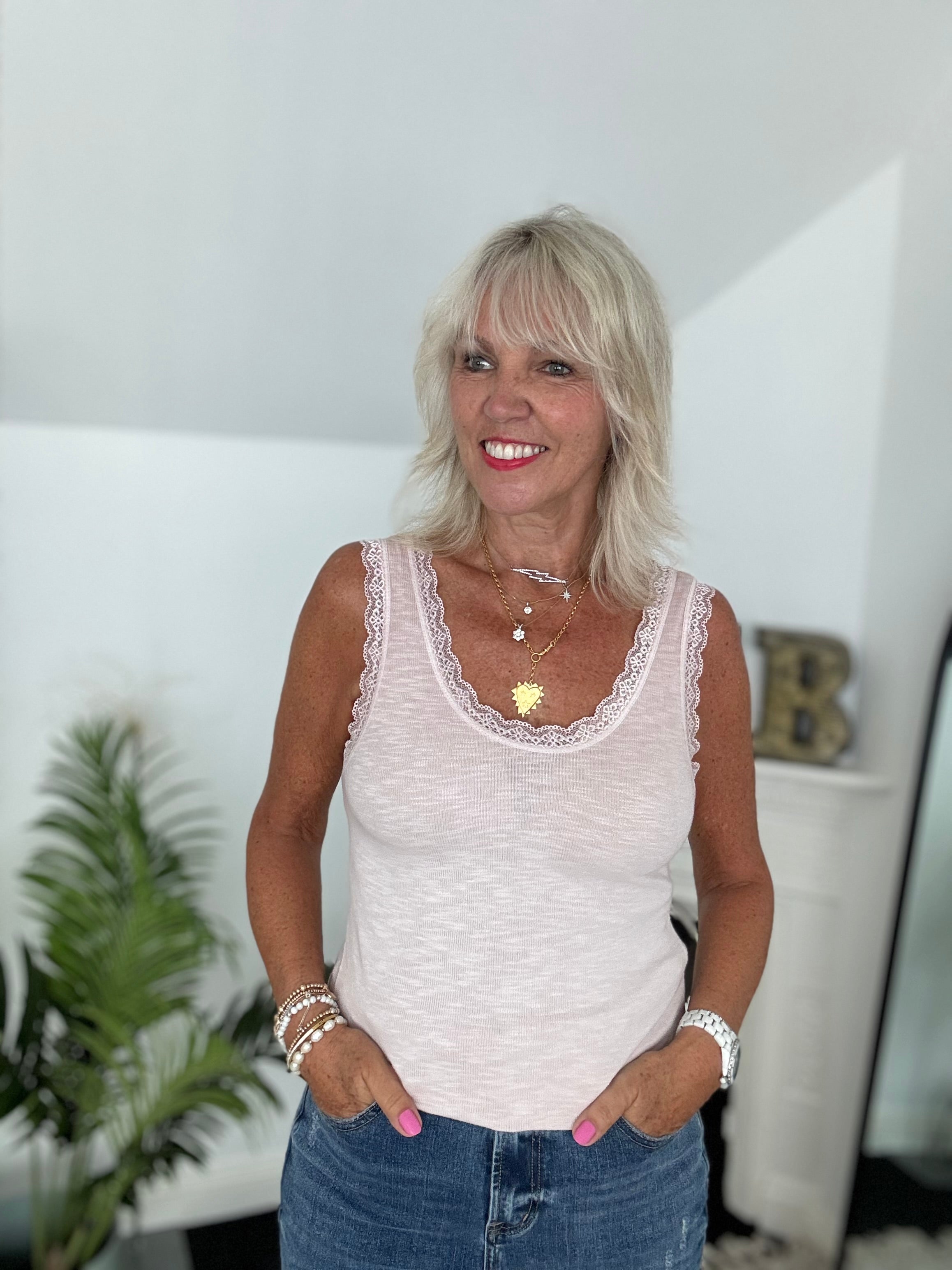Luxe Ribbed Vest in Soft Pink
