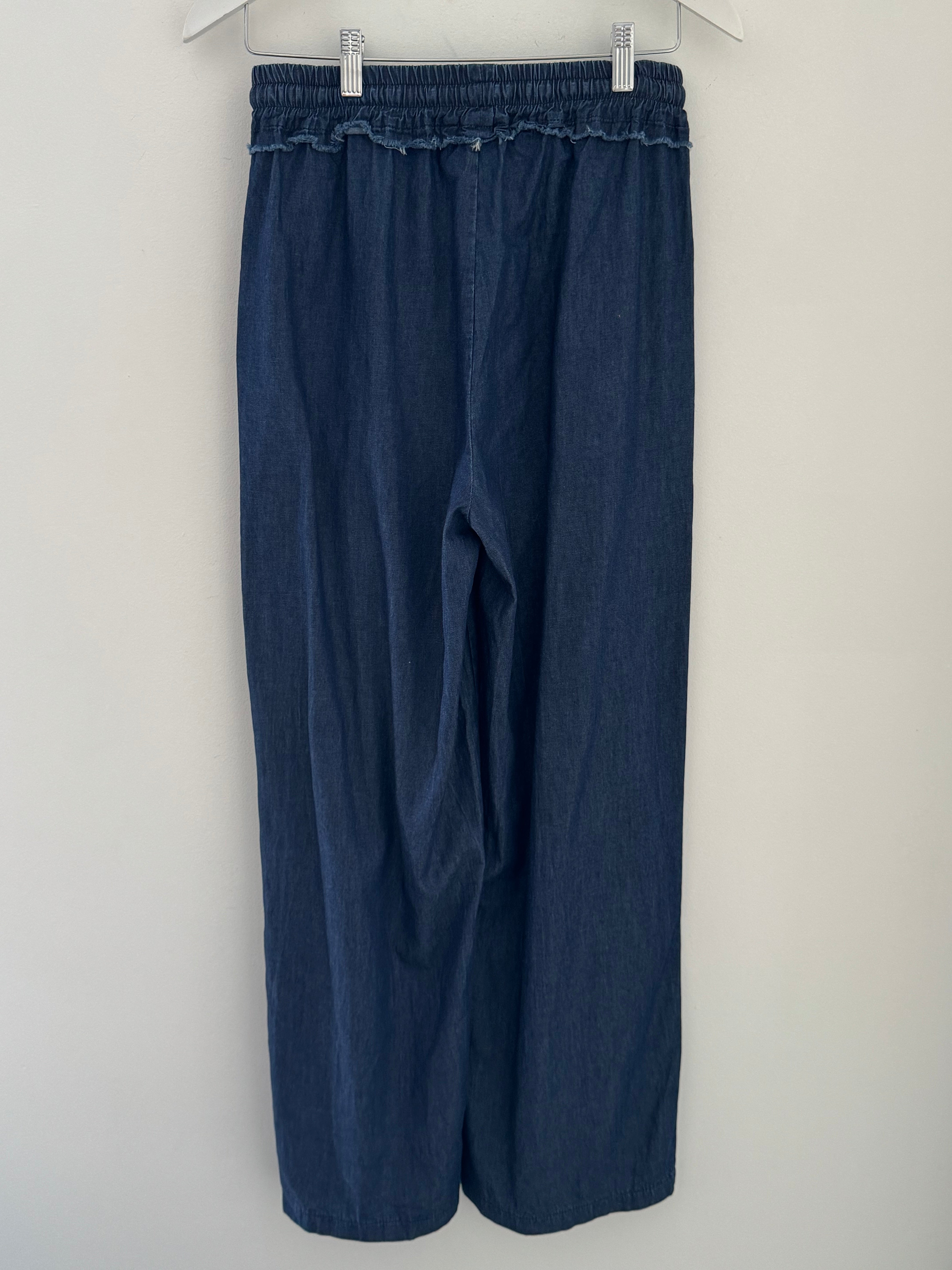 Boyfriend Trousers in Dark Denim Chambray
