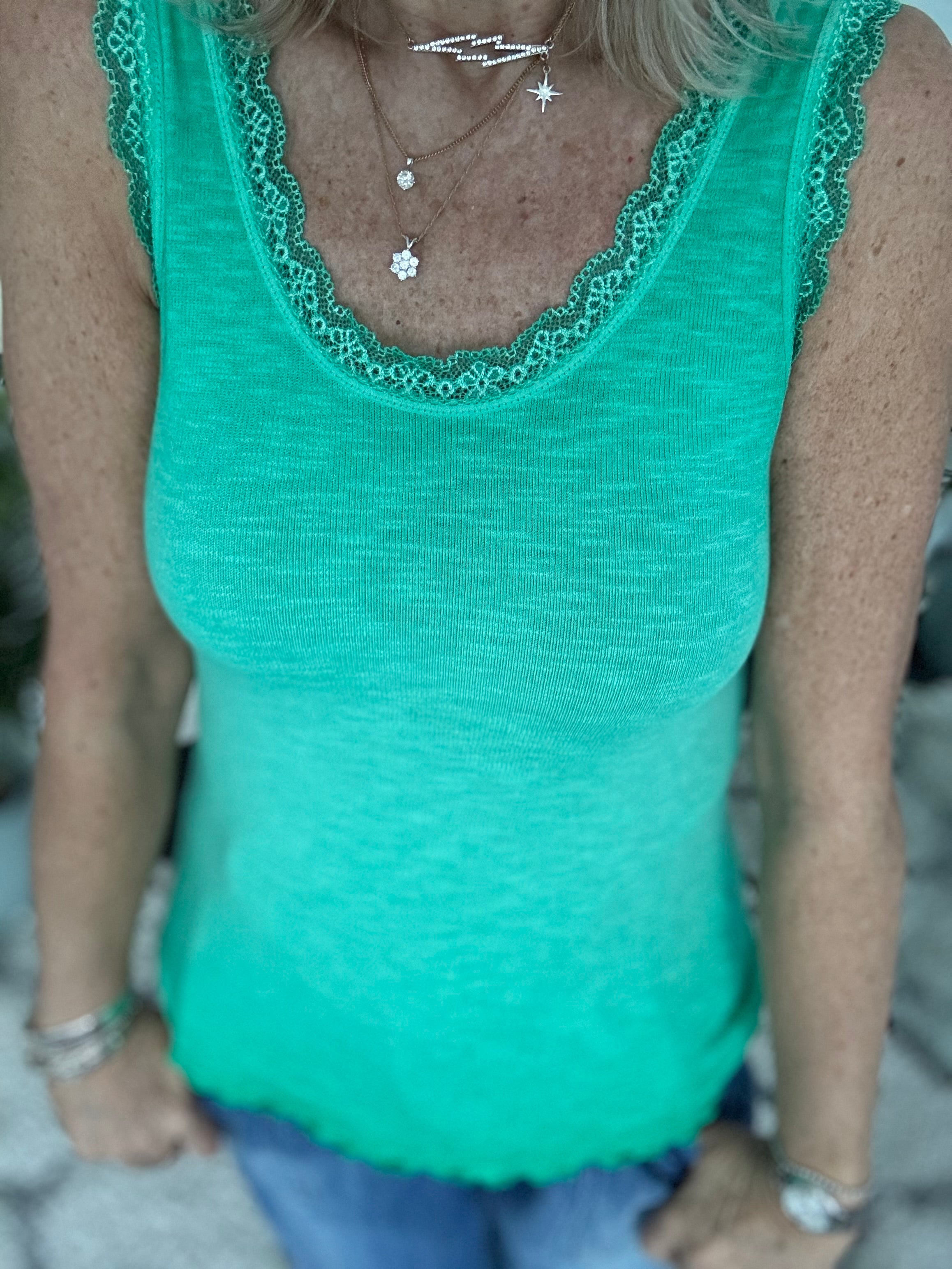 Luxe Ribbed Vest in Jade Green