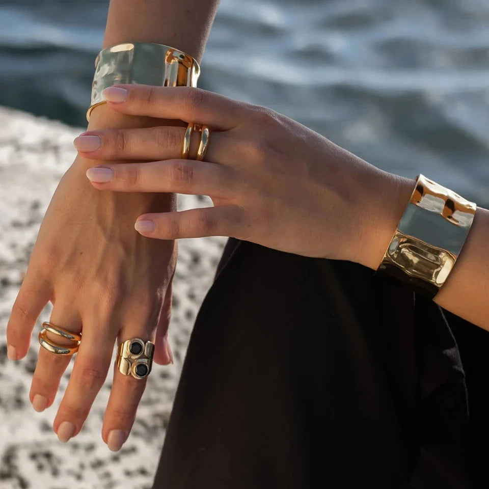 Curved Cuff Bracelet in Gold
