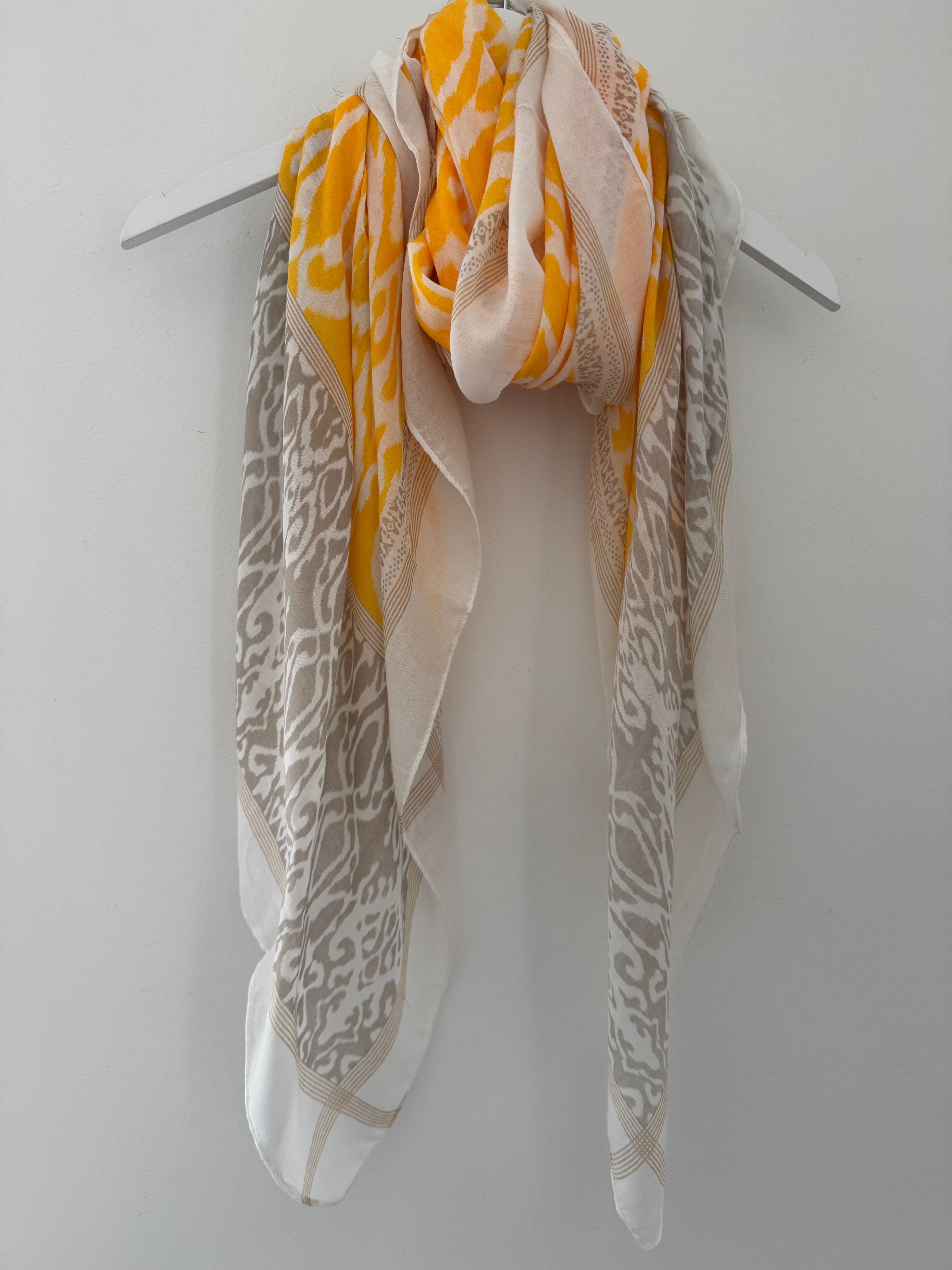 Ikat Scarf in Yellow & Taupe
