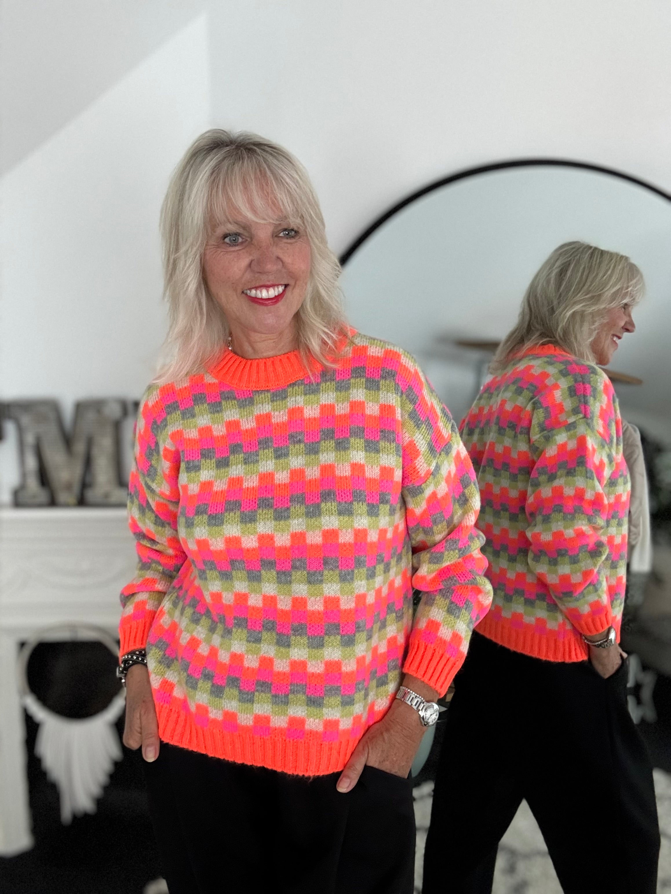 Luxe Checker Jumper in Brights