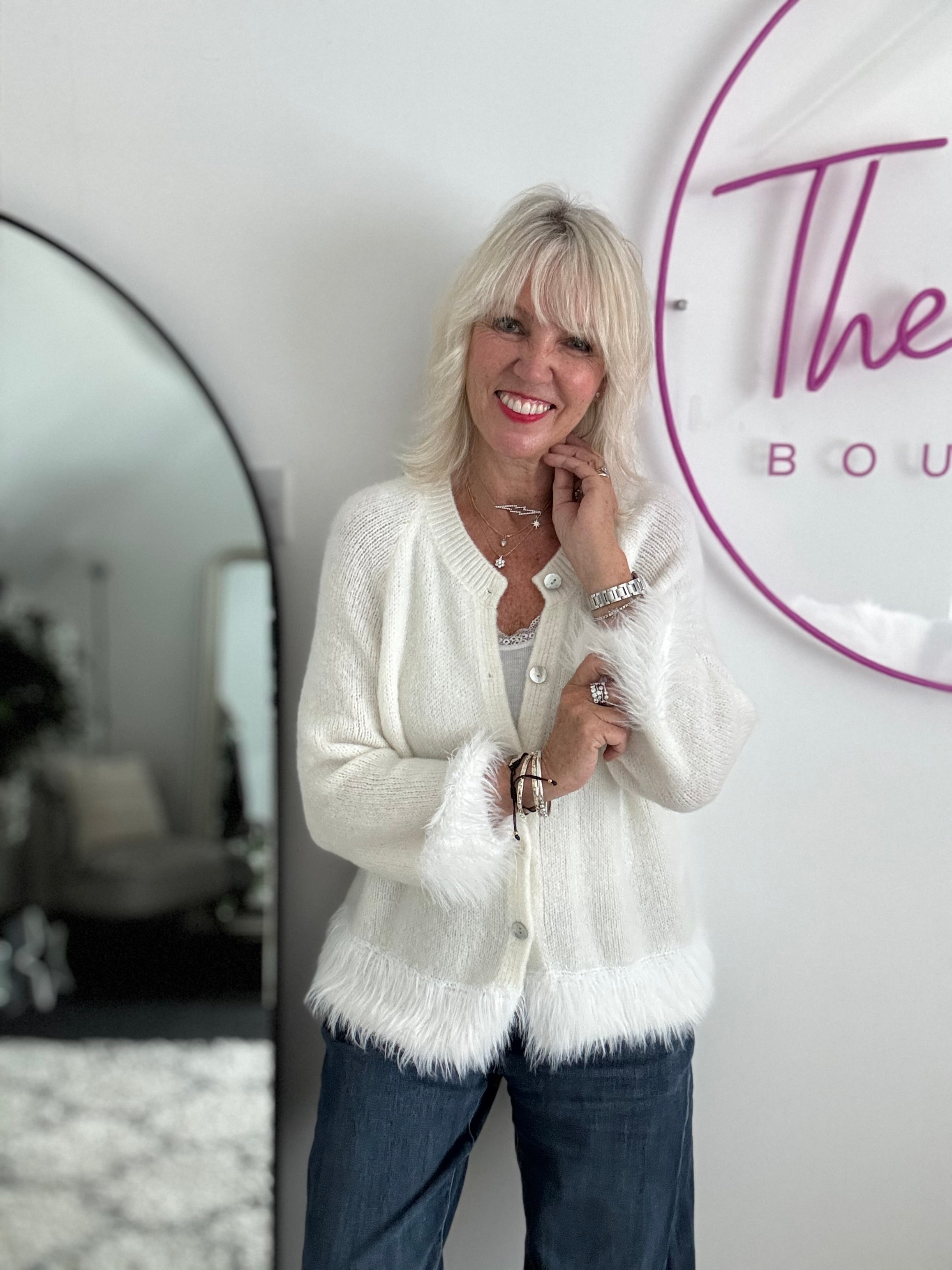 Luxe Fringe Cardigan in Ivory