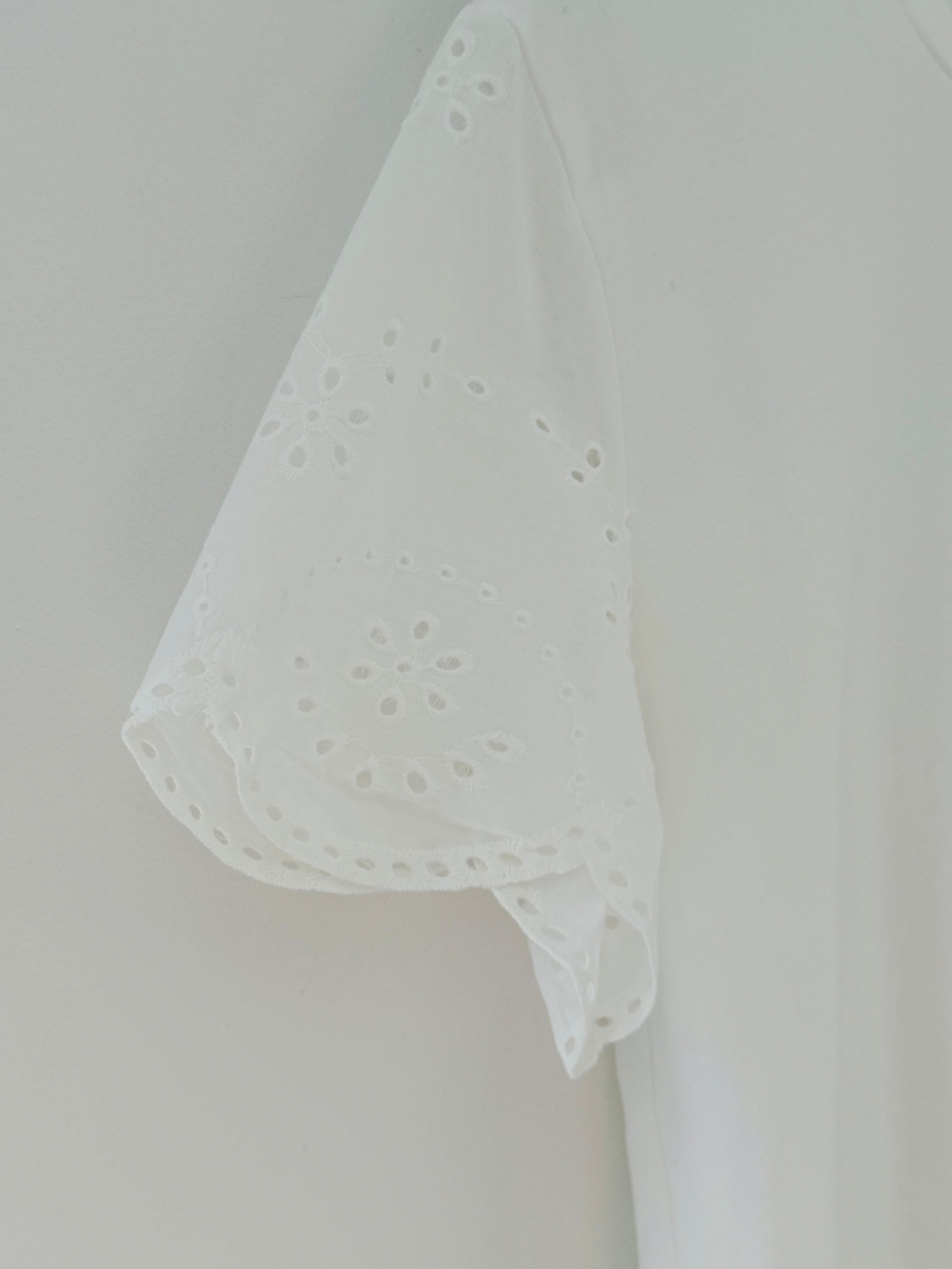 White Cotton Top with Broderie Sleeves