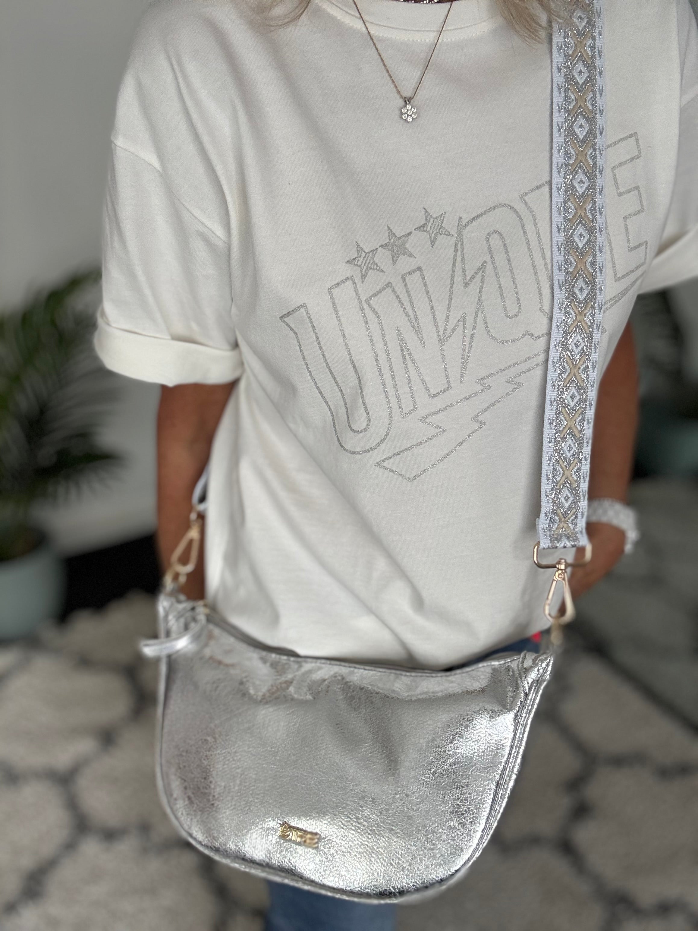 Silver & Gold Chevon Bag Strap