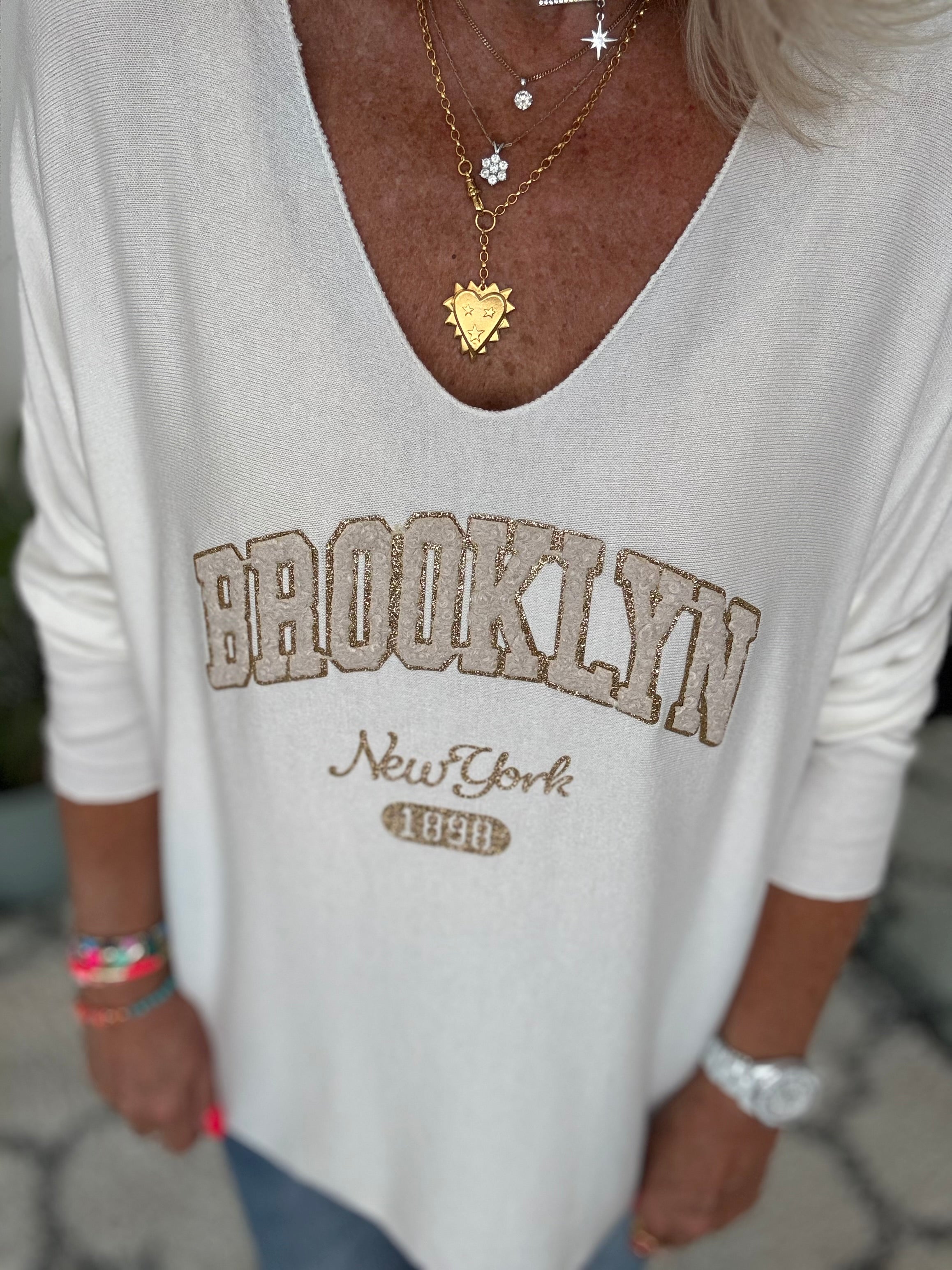 Brooklyn V Neck Jumper in Ivory
