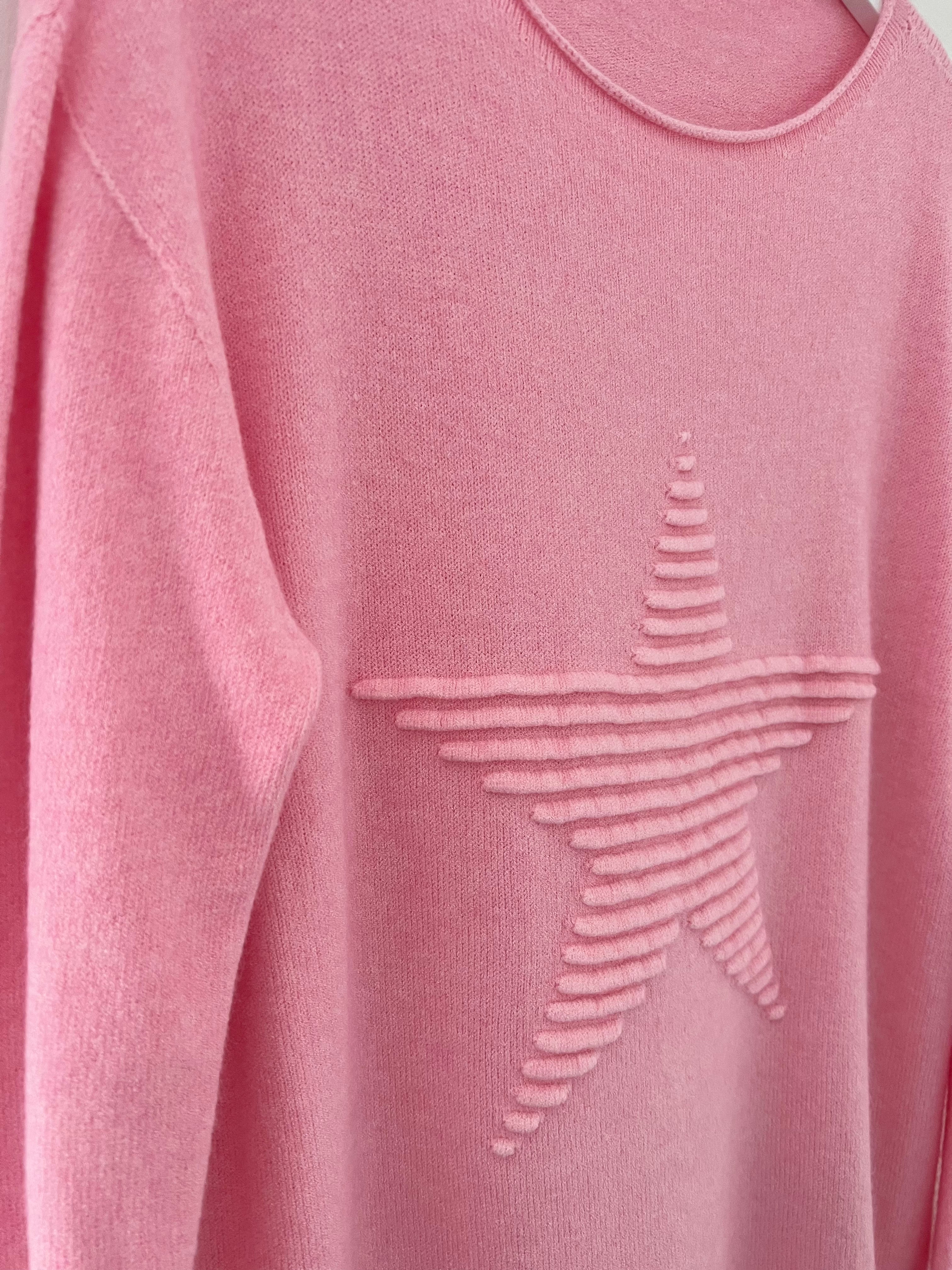 Ribbed Star Jumper in Candy Pink