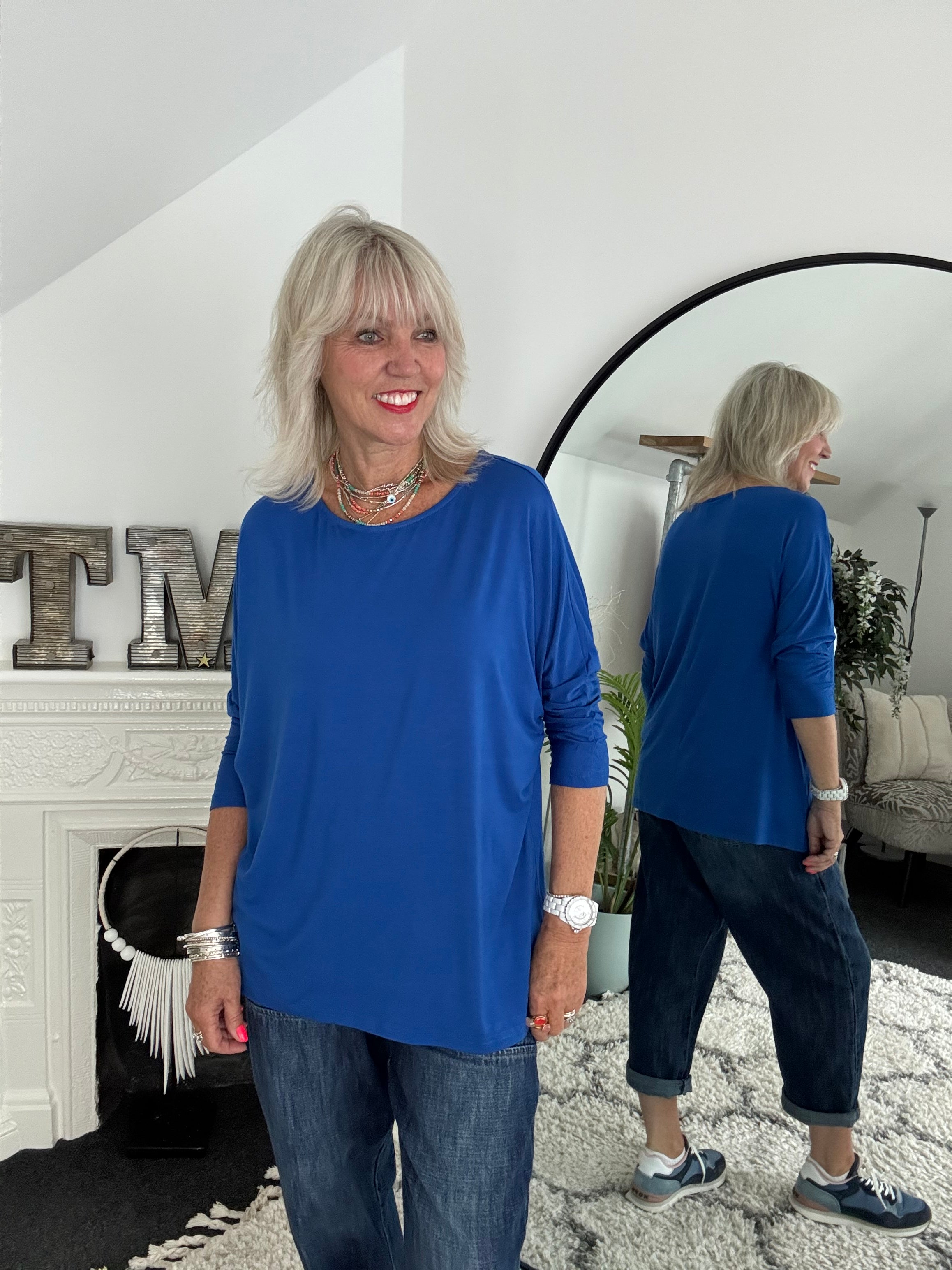 Bamboo Jersey Batwing Top in Royal Blue
