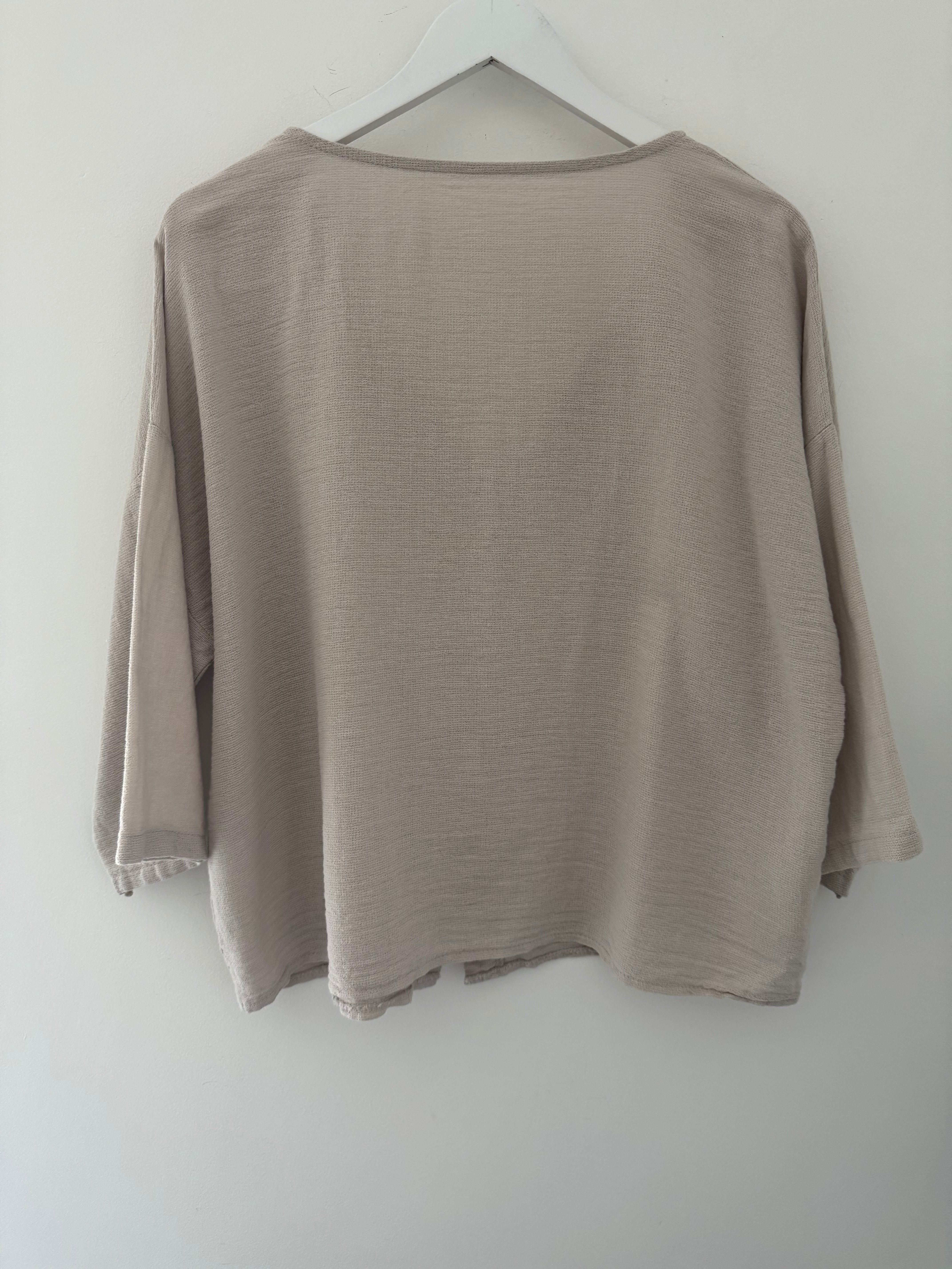 Cotton Buttoned Top in Stone