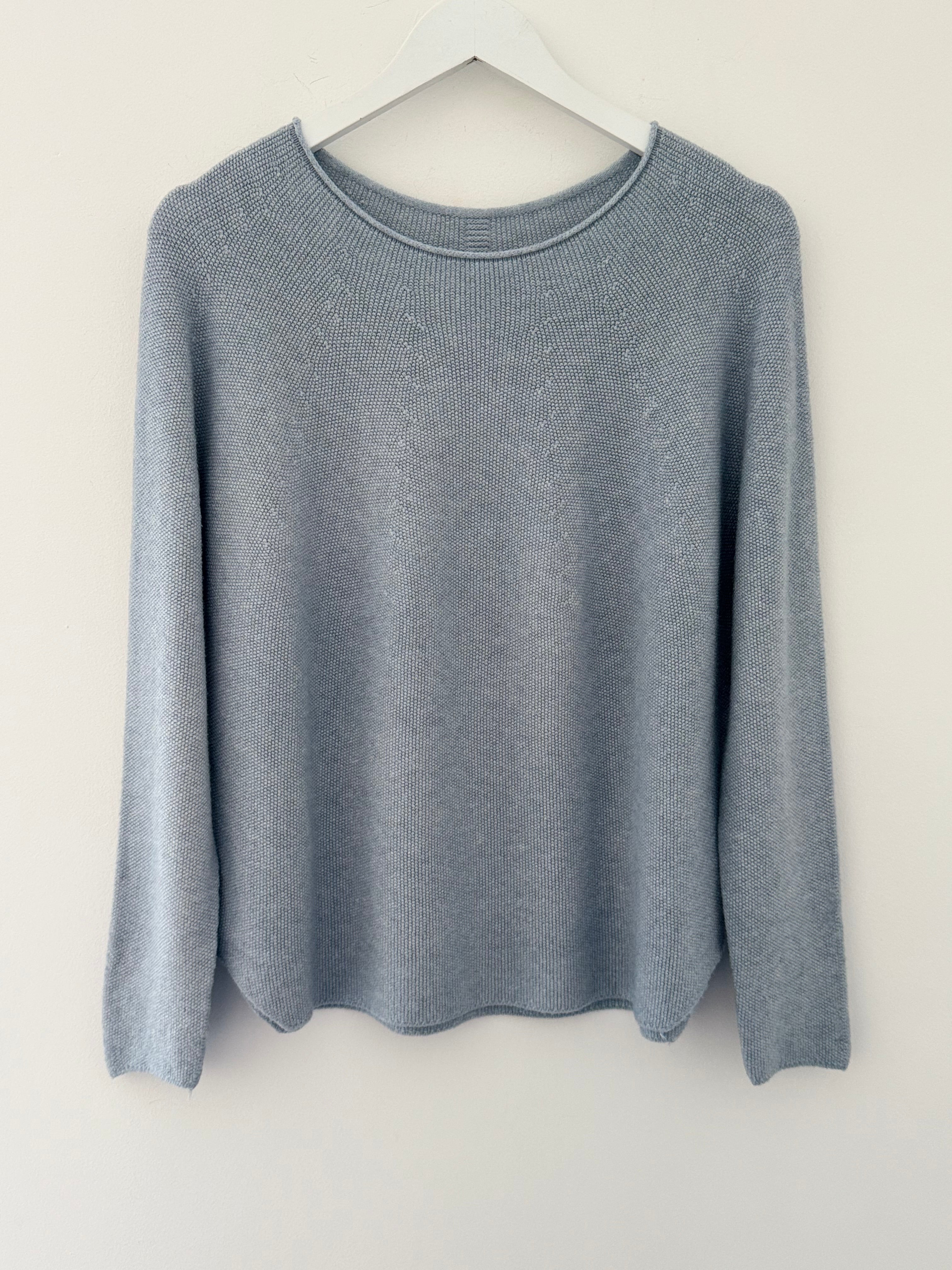 Moss Stitch Jumper with Ladder Back in Eggshell