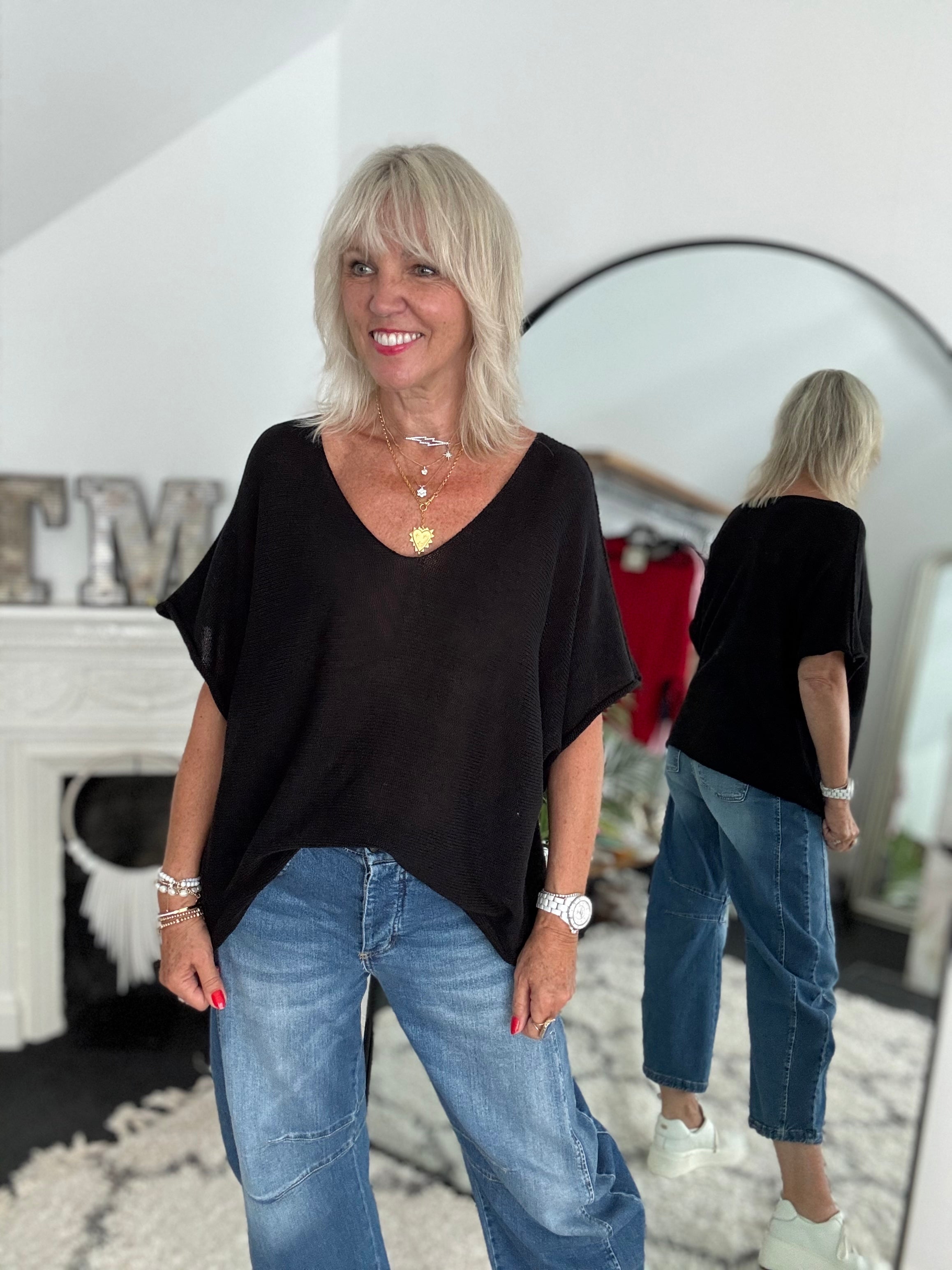 Lightweight Cotton Knit in Black